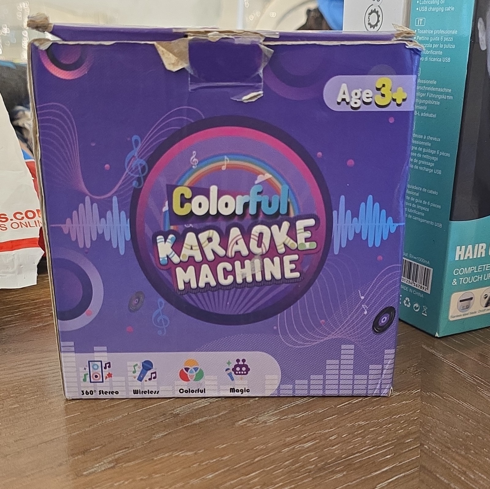 Colorful Wireless Karaoke Machine 360° Stereo Magic Purple White