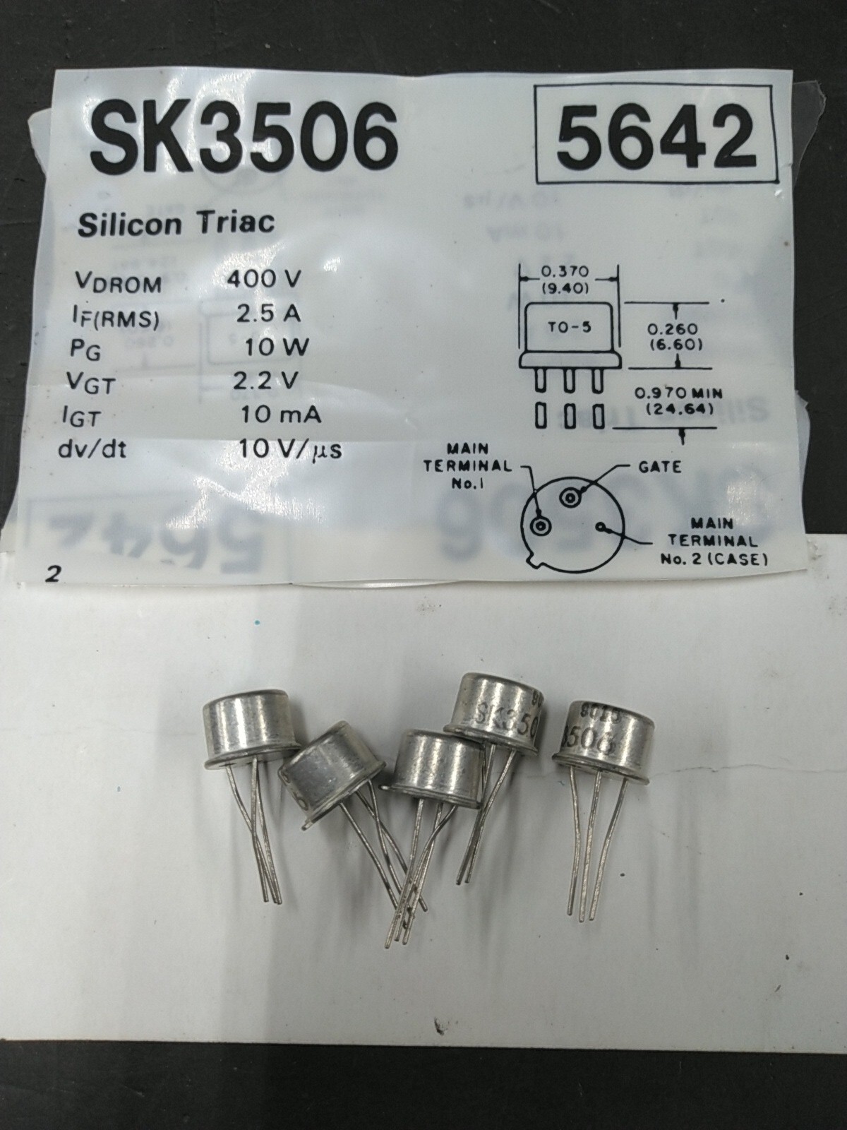 (Lot of 5) Thompson SK3506 Silicon Controlled Rectifier