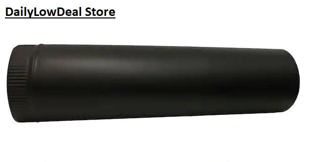 6 Inch Black Stove Pipe Snap-Lock Design Single Wall Steel 24-Gauge Adjustable