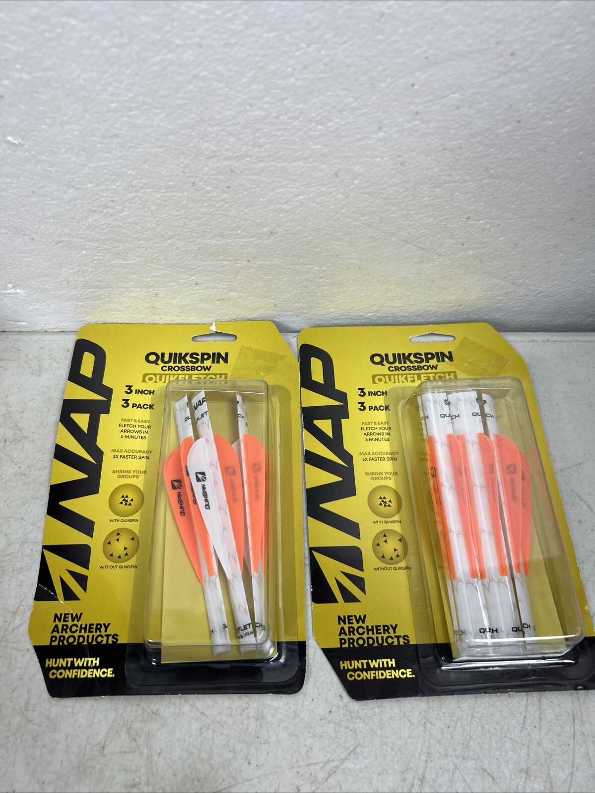2 Pack NAP Quikfletch QuikSpin White/Orange 3" Crossbow Fletch Wrapping 6 Total
