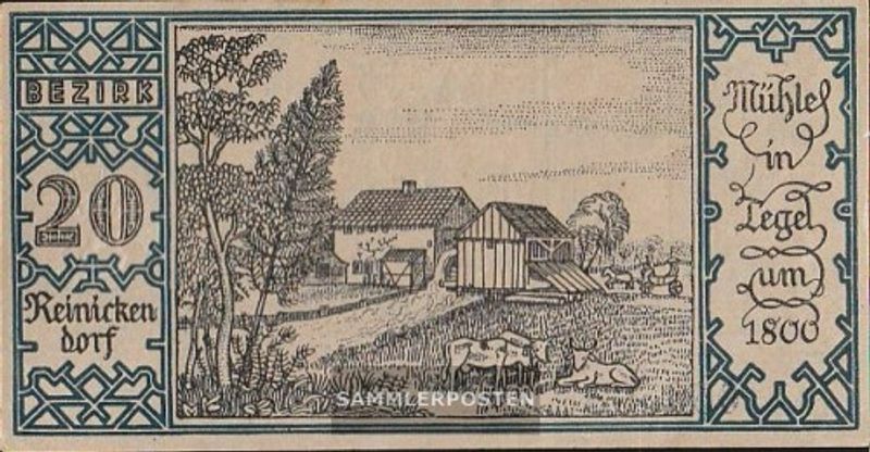 Berlin Notgeld: 92.1.20 Notgeld the City Berlin, District: 20.Reinickendorf used