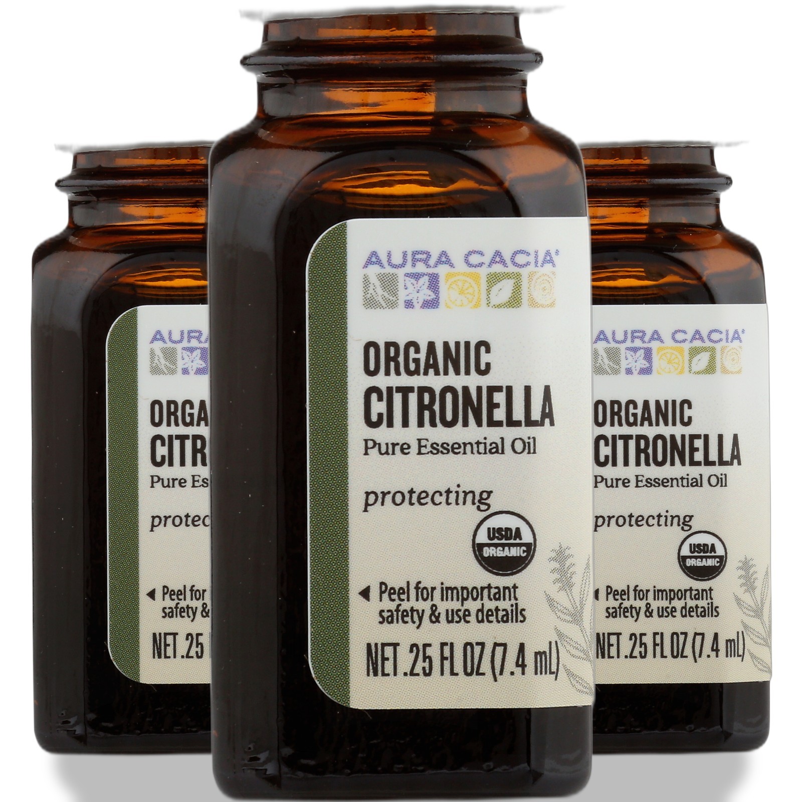 Aura Cacia Pure Essential Oil Organic Citronella 3 Pack