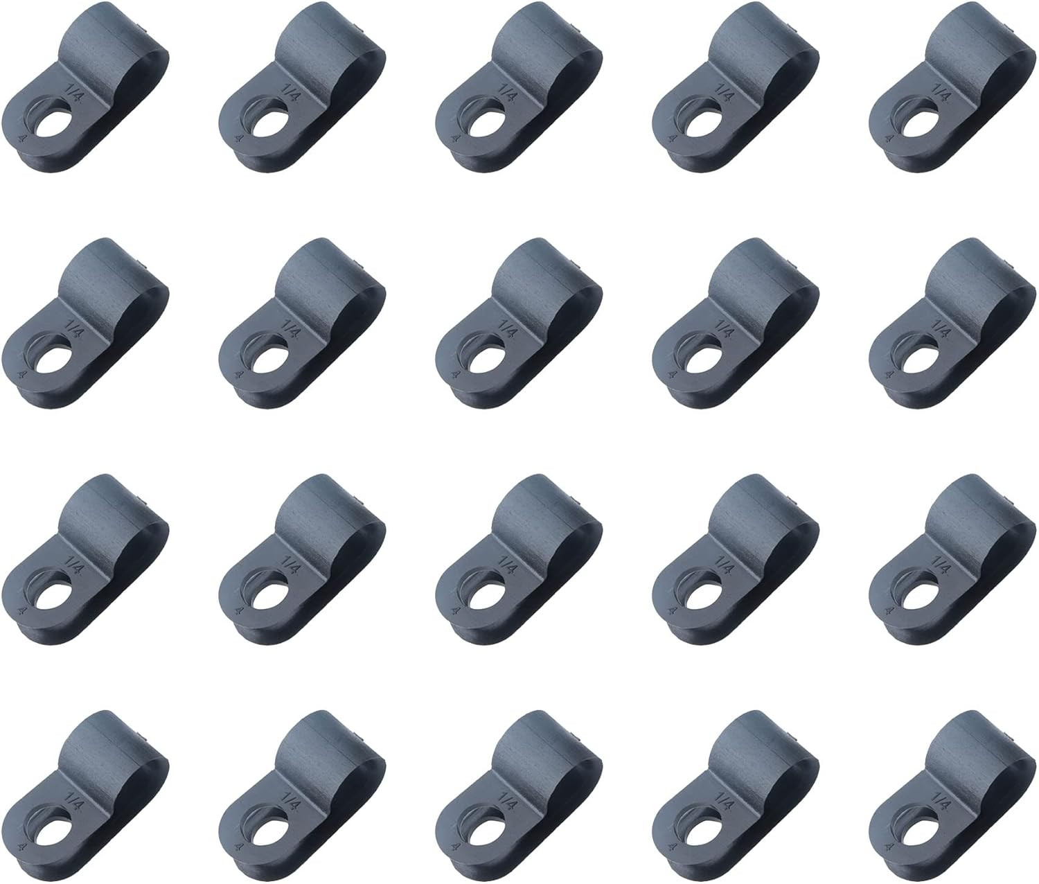 50 Pcs Cable Clamp 1/4 Black R Type Nylon Screw Mounting Cable Fastener Wire Cor