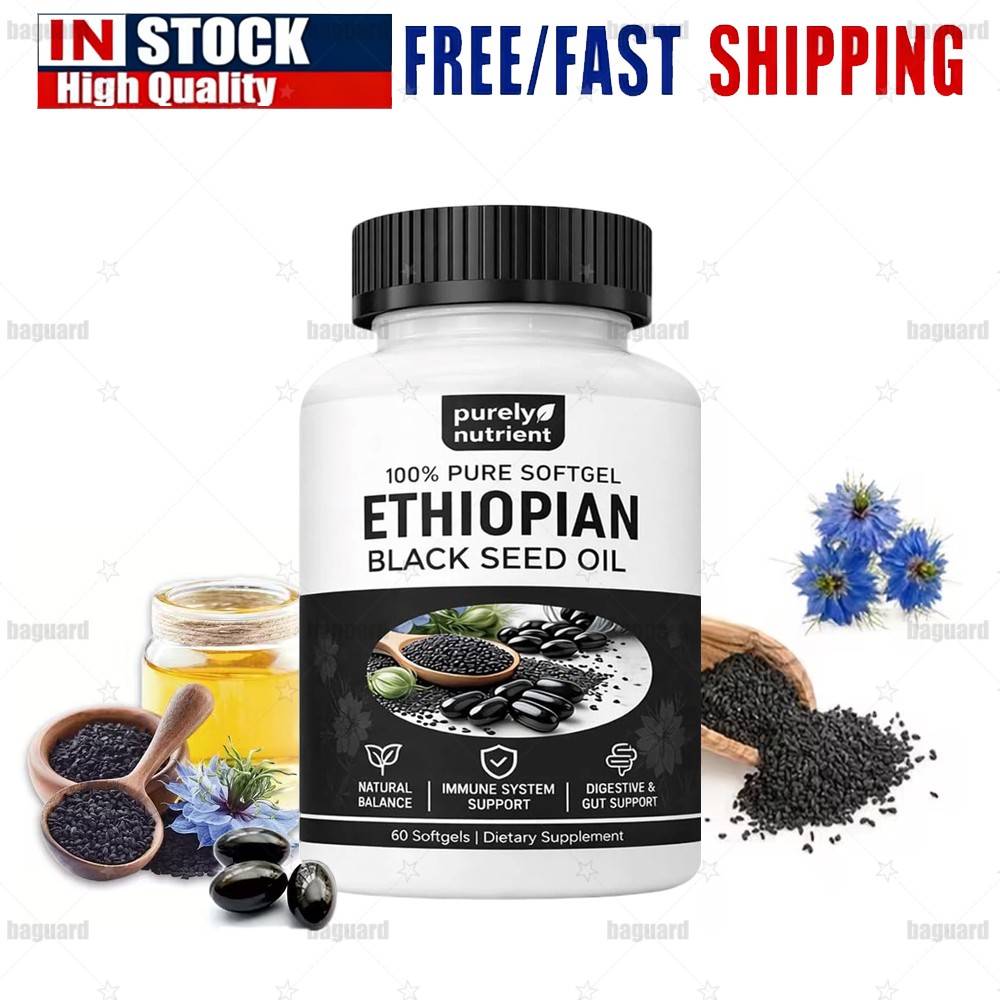 1-3X Ethiopian Black Seed Oil Softgels|4.64%Thymoquinone|Non-Gmo,Gluten-Free 60X