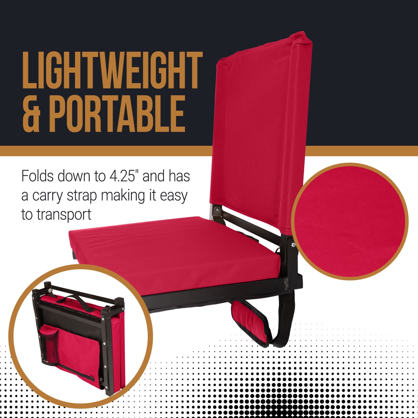 Bleacher Seat - Stadium Seat Cushion with Back, Maroon
