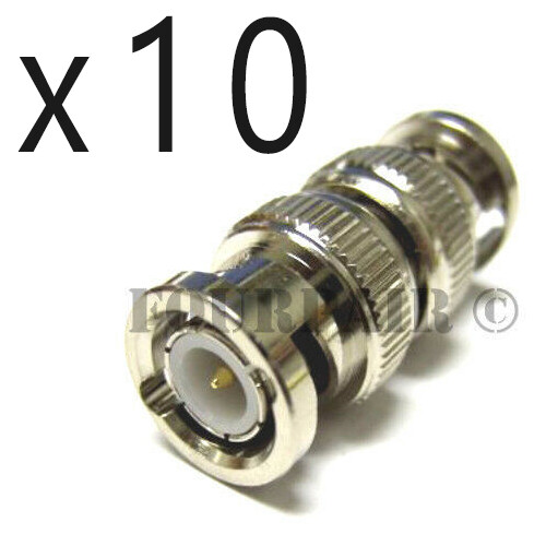 10 Pack Lot - BNC Barrel Coupler CCTV RF Video RG59 RG6 Adapter Male to Male M/M
