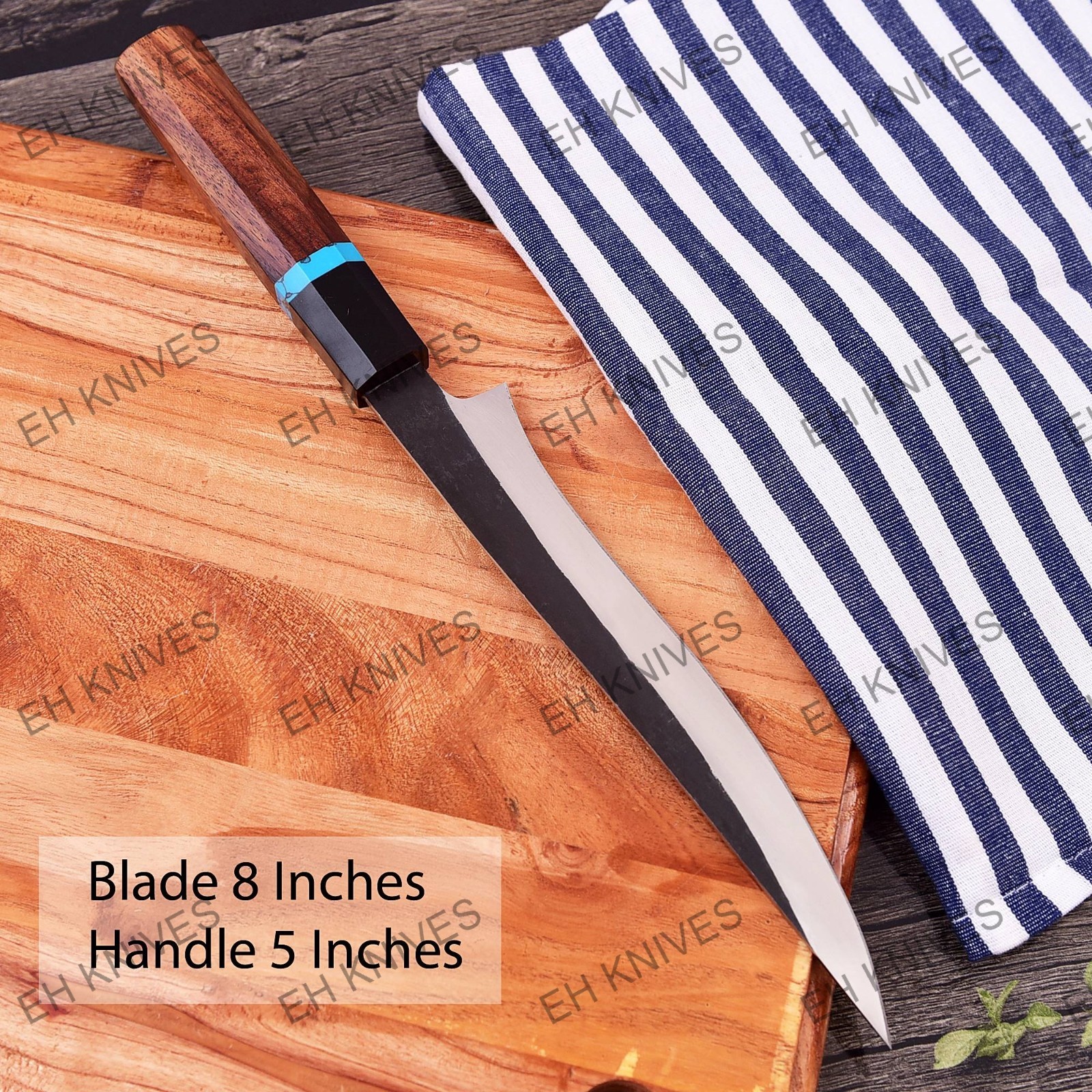 "13 Handmade D2 Steel Slicing Sharp Premium Fillet Knife with Sheath