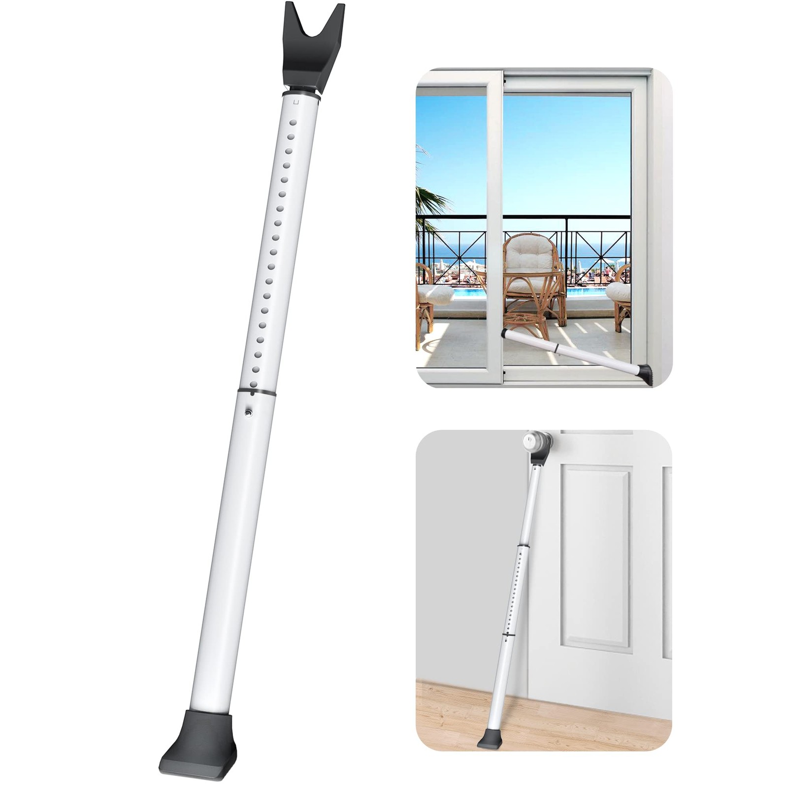 Upgraded Door Security Bar & Sliding Patio Bar, Heavy Duty Stoppers Adjustabl...