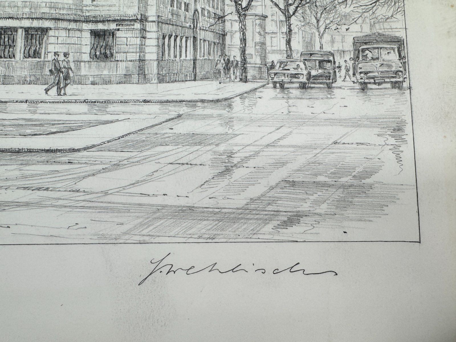 * HEINZ WEHLISCH DRAWING BADISCHE KOMMUNALE STATE BANK SIGNED