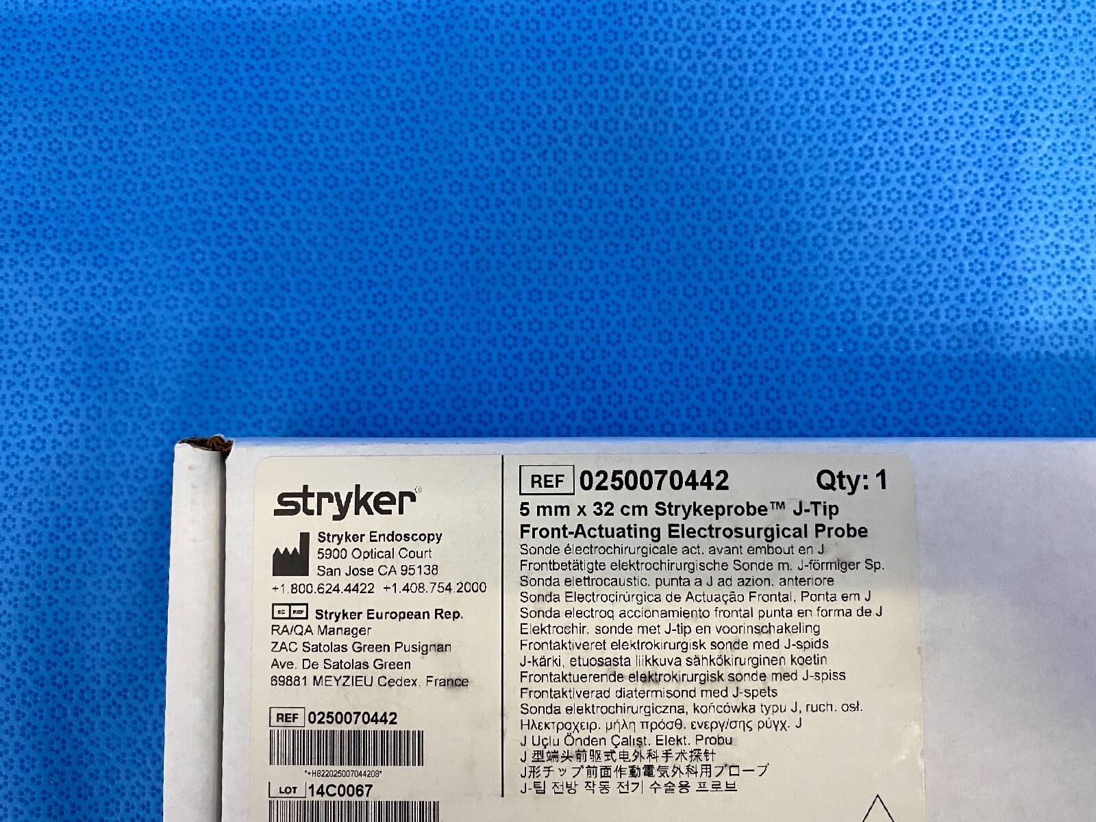 Stryker 5mm x 32cm J-Tip Front- Acuating Electrosurgical Probe