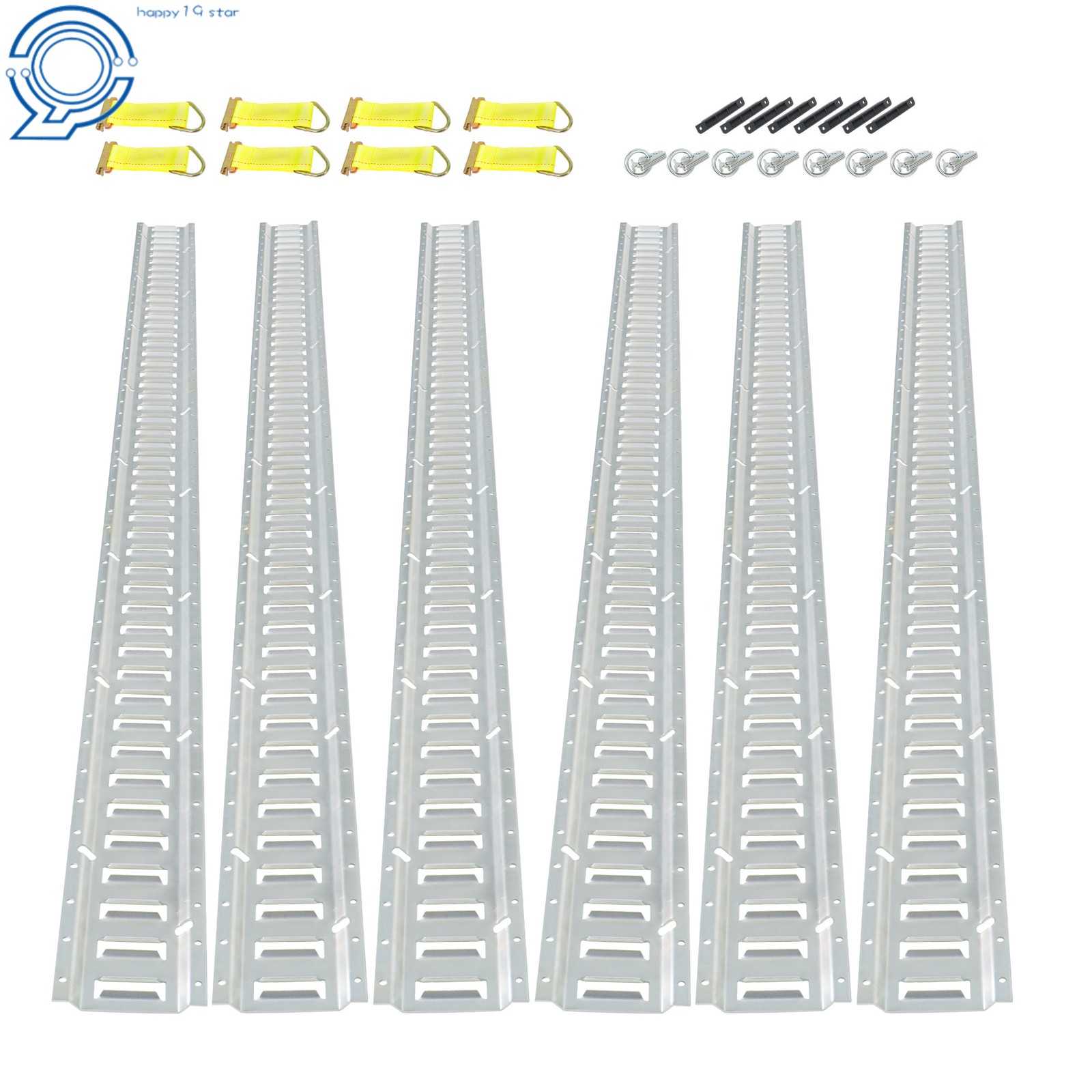 E-Track Tie-Down Kit 8 End Caps-Straps-Rings 6 Galvanized 5' Horizontal Rails