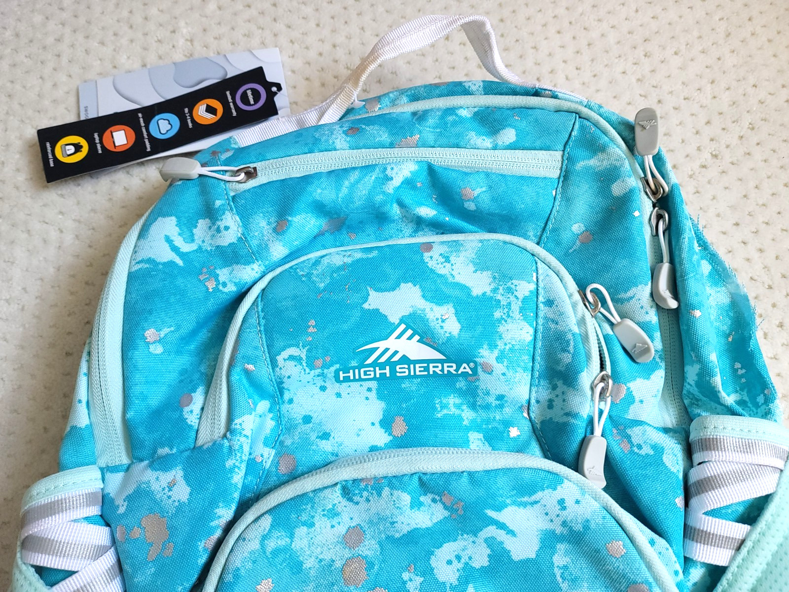 NWT High Sierra Swoop SG Laptop Backpack- 'Art Class' Teal Mint Sky Blue 30L