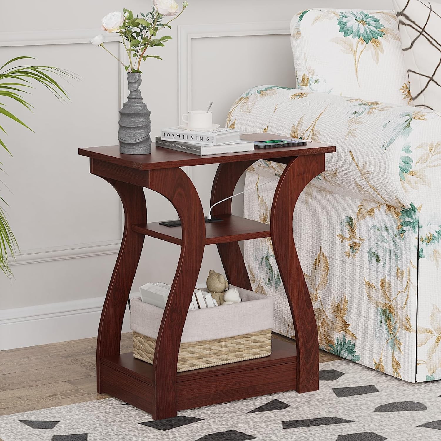 End Table W/ Charging Station Side Table W/ USB Ports & Outlets Nightstand 3