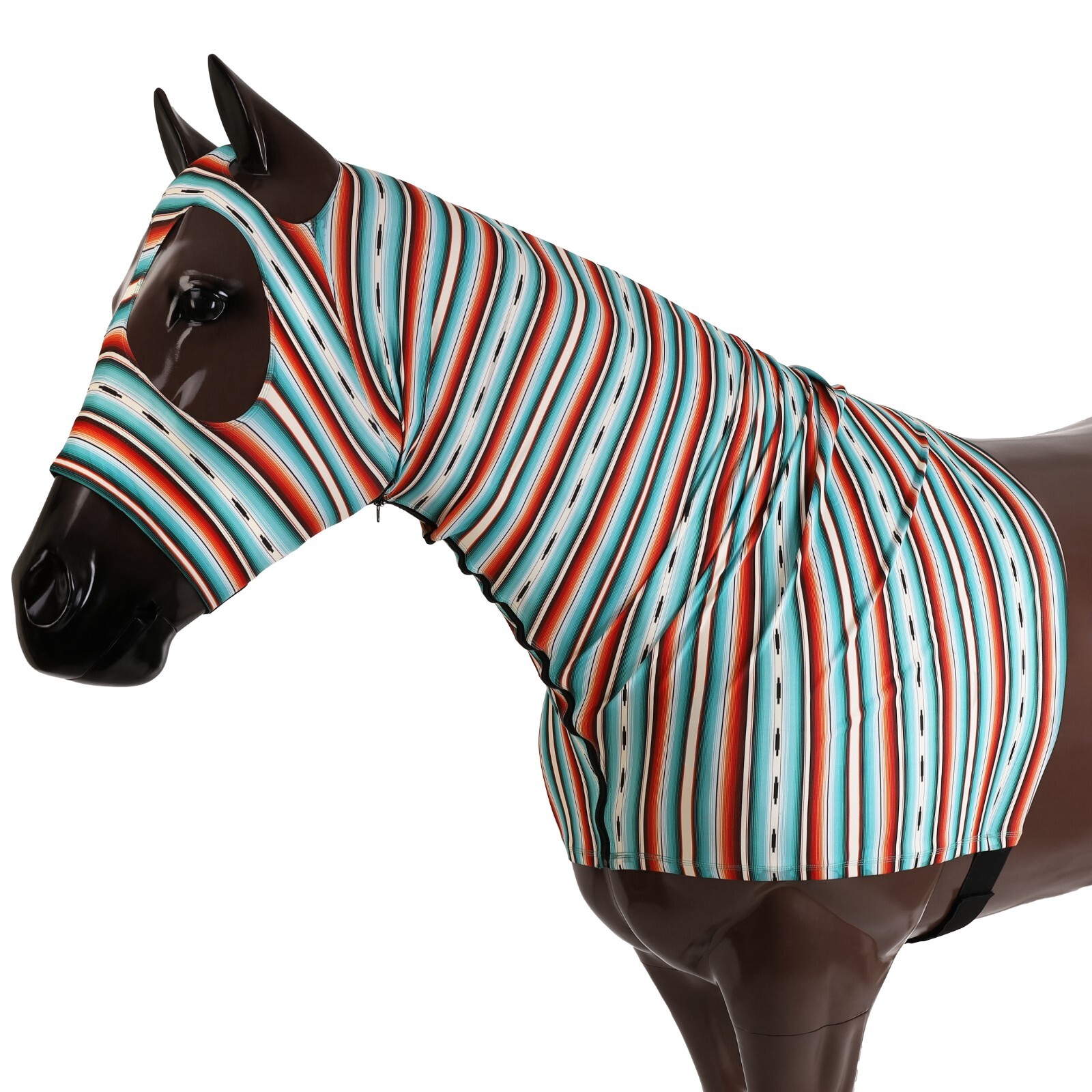 TEAL SERAPE Lycra HOOD SLEEZIE SLICKER Front Zipper with Eye and Ear Holes