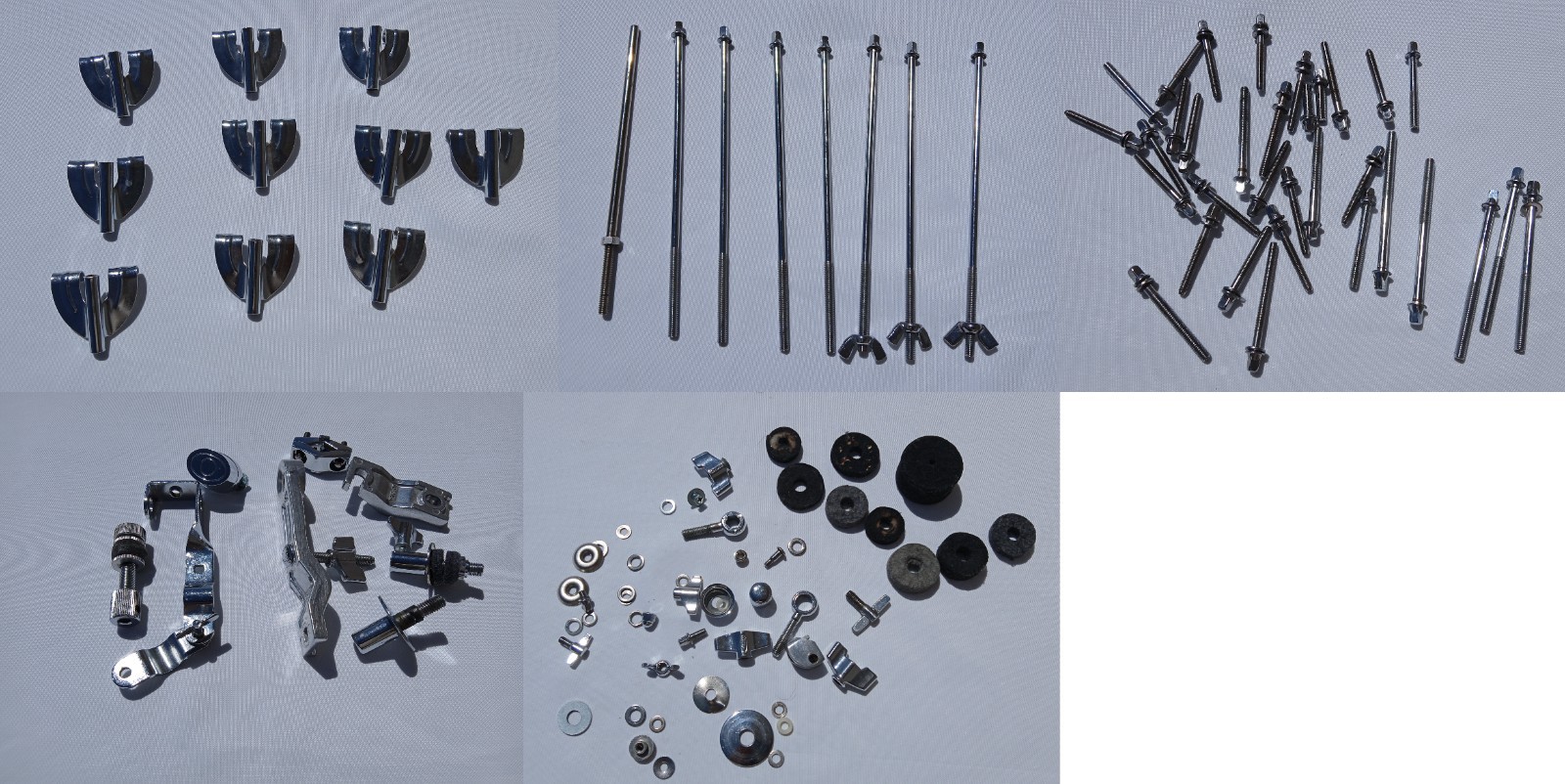 Huge Lot of Chrome Drum Lugs Claws & Tension Rods  & Misc. Parts - Project Parts