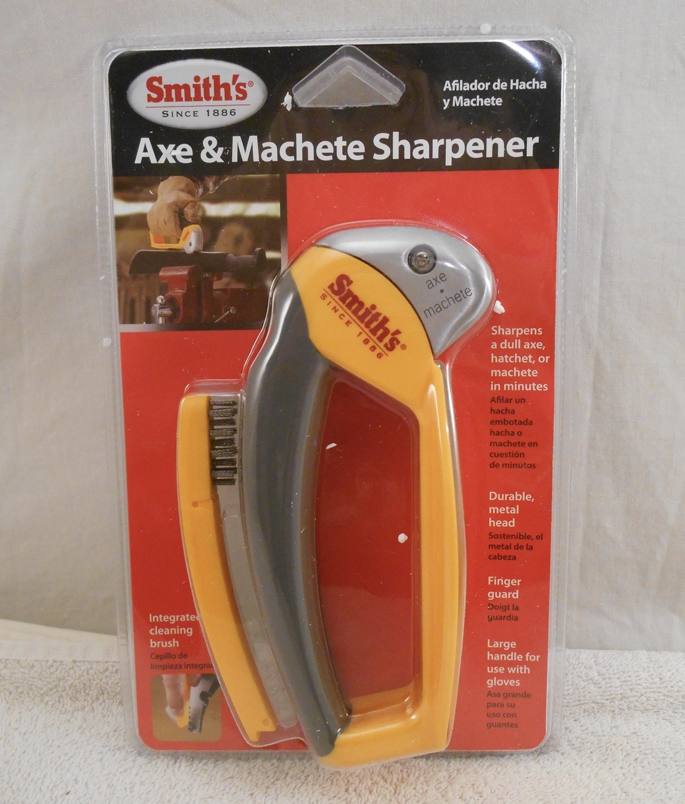New ~ Smith’s Axe And Machete Sharpener & Cleaning Brush ( Item # 50429 )