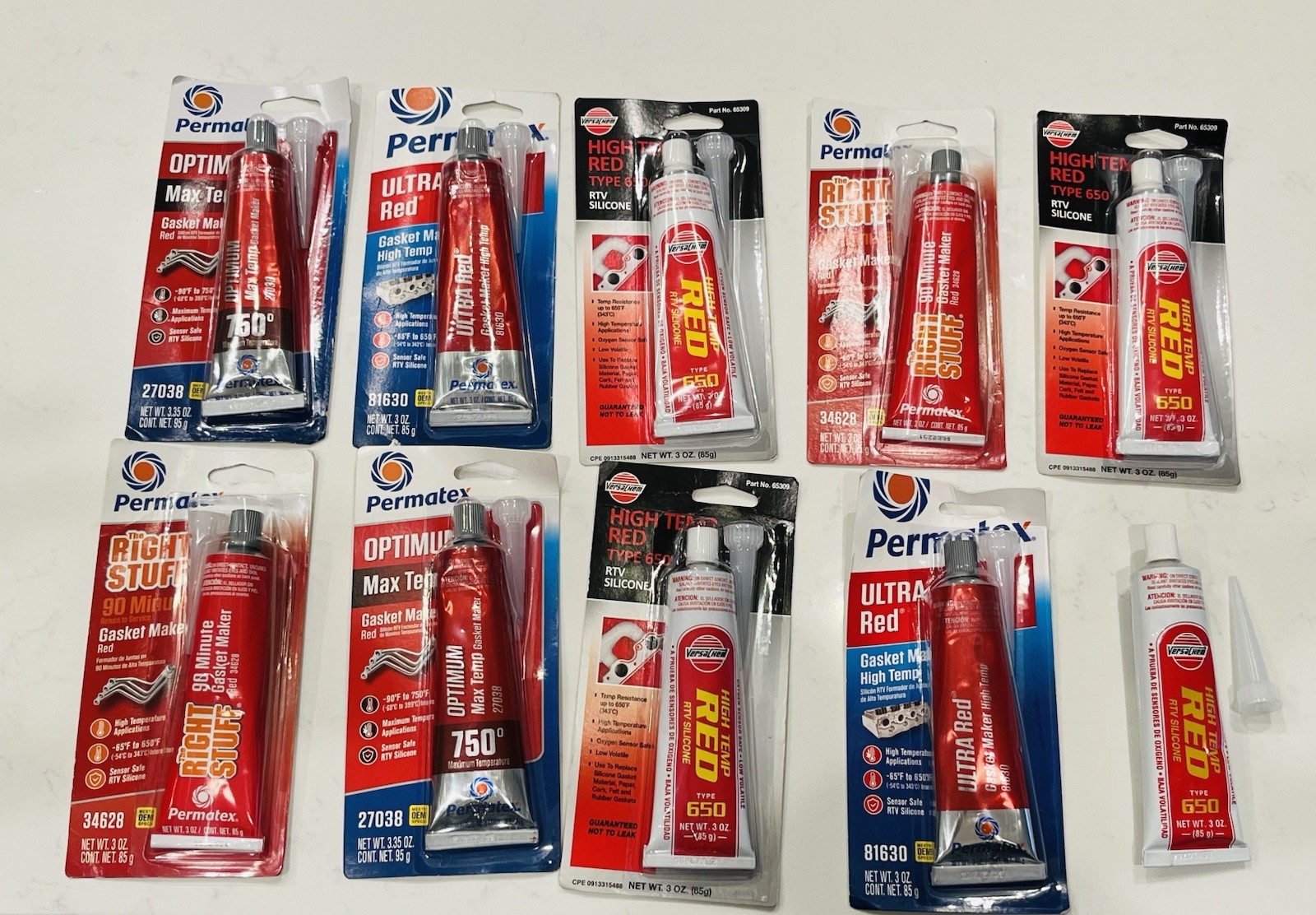 High Temperature Gasket Maker Material RTV Silicone Lot Of 10 Mixed Brand