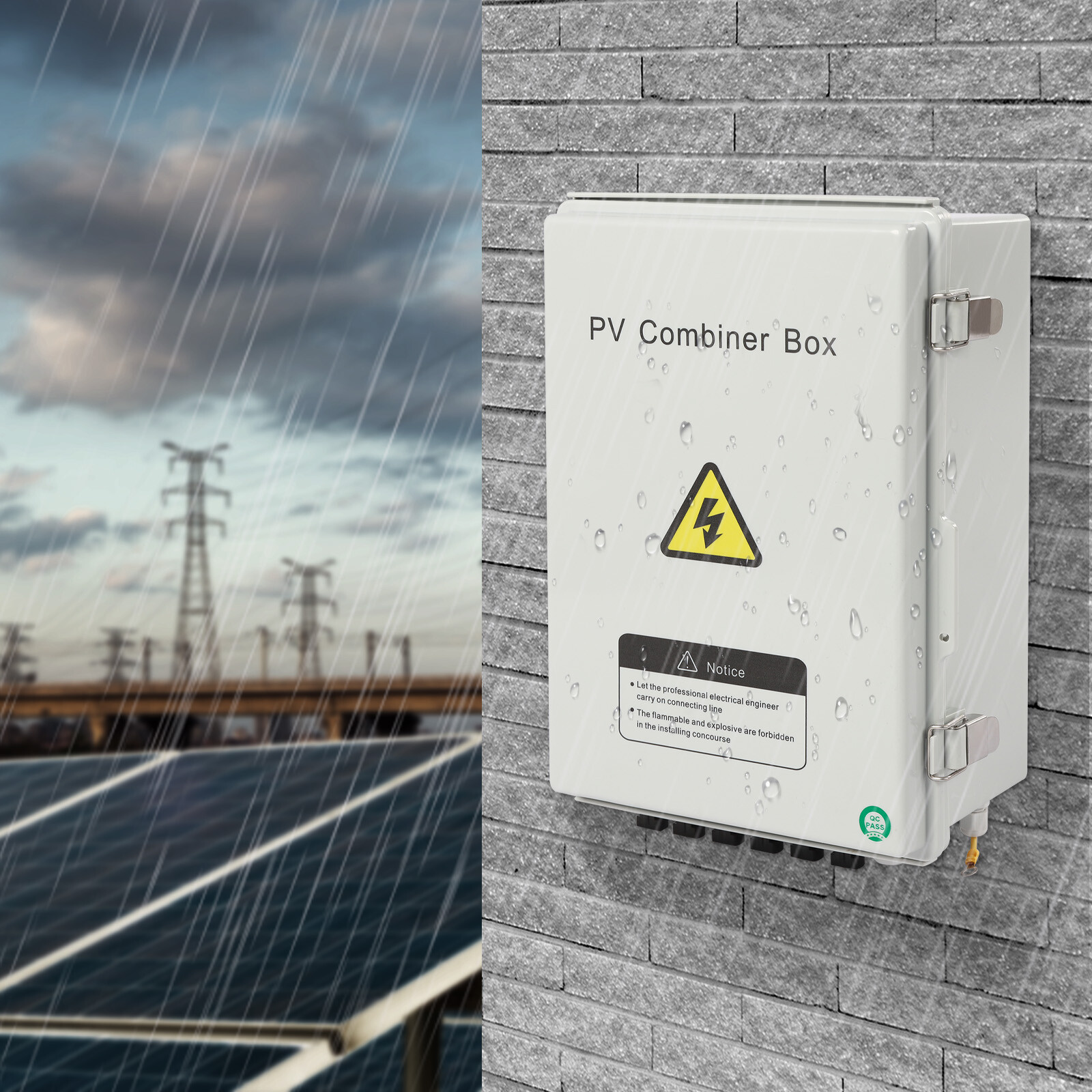 6-String Solar PV Combiner Box New 15A Circuit Breaker For Solar Panel System