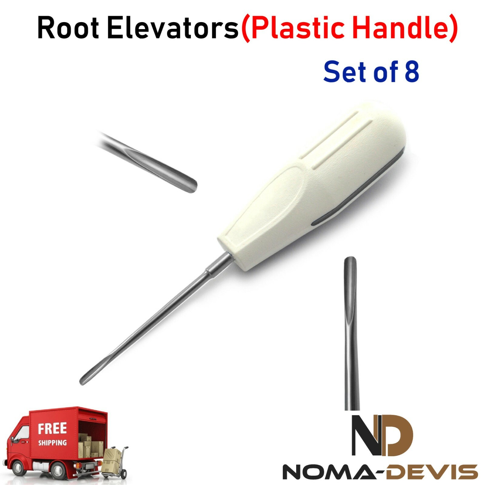Surgical Root Elevators Tooth Extraction PDL Periotome Plastic Handle Set of 8