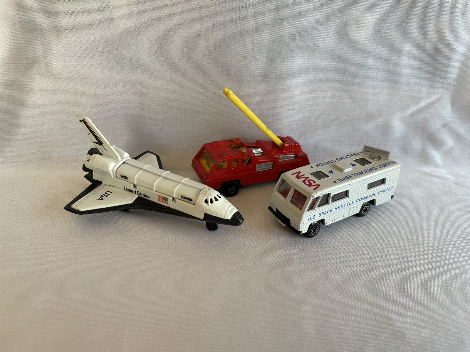 Matchbox Vintage Nasa 1980 Tracking Station, Usa Space Shuttle, 1975 Fire Truck