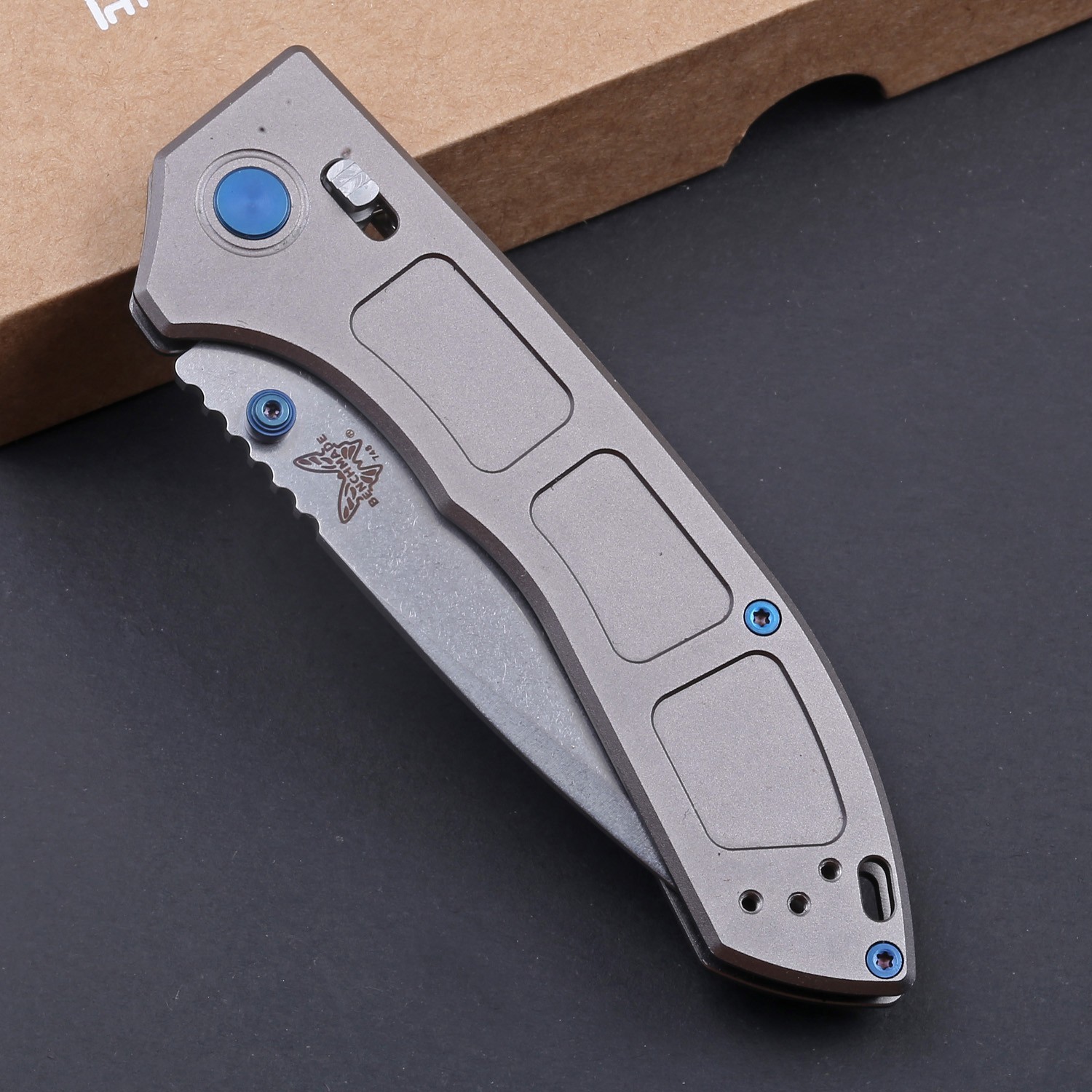 Light Weight Aluminum Handle Axis Lock Drop Point Blade Pocket Tactical Knife
