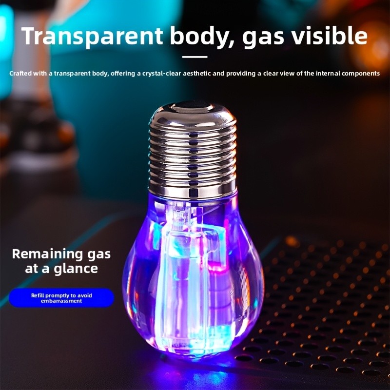 Light Bulb-shaped Windproof Green Flame Butane Gas Refillable Jet Torch Lighter