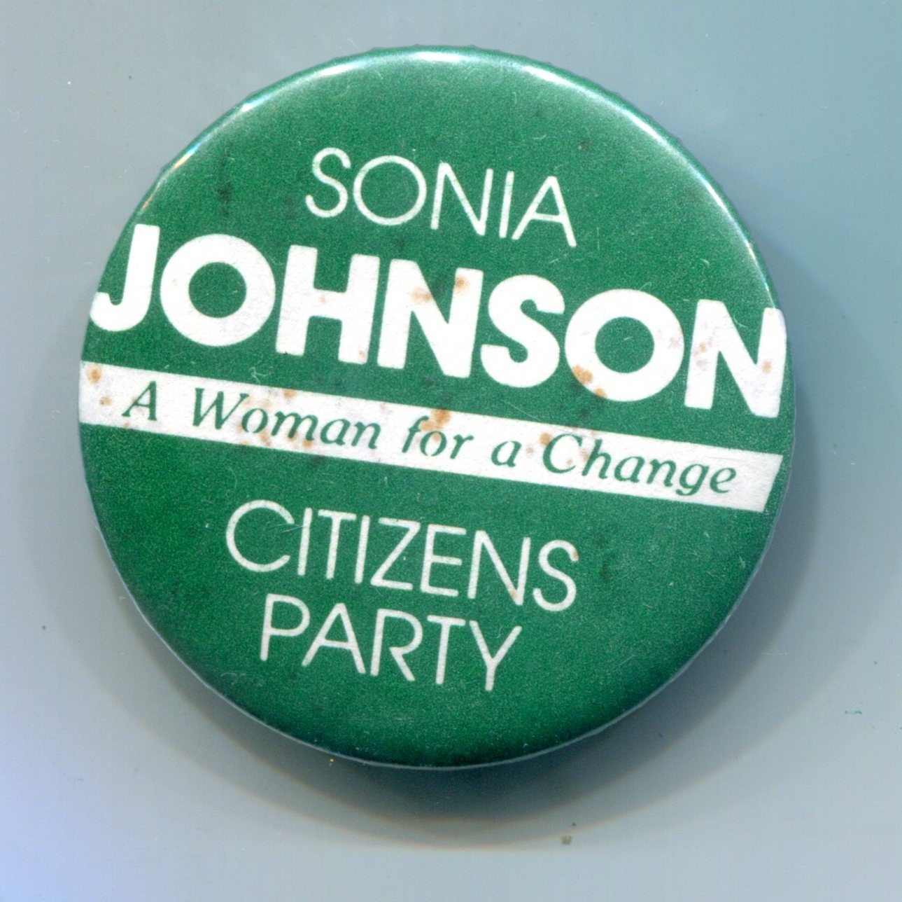 Sonia Johnson, Citizens Party,  Pinback Button