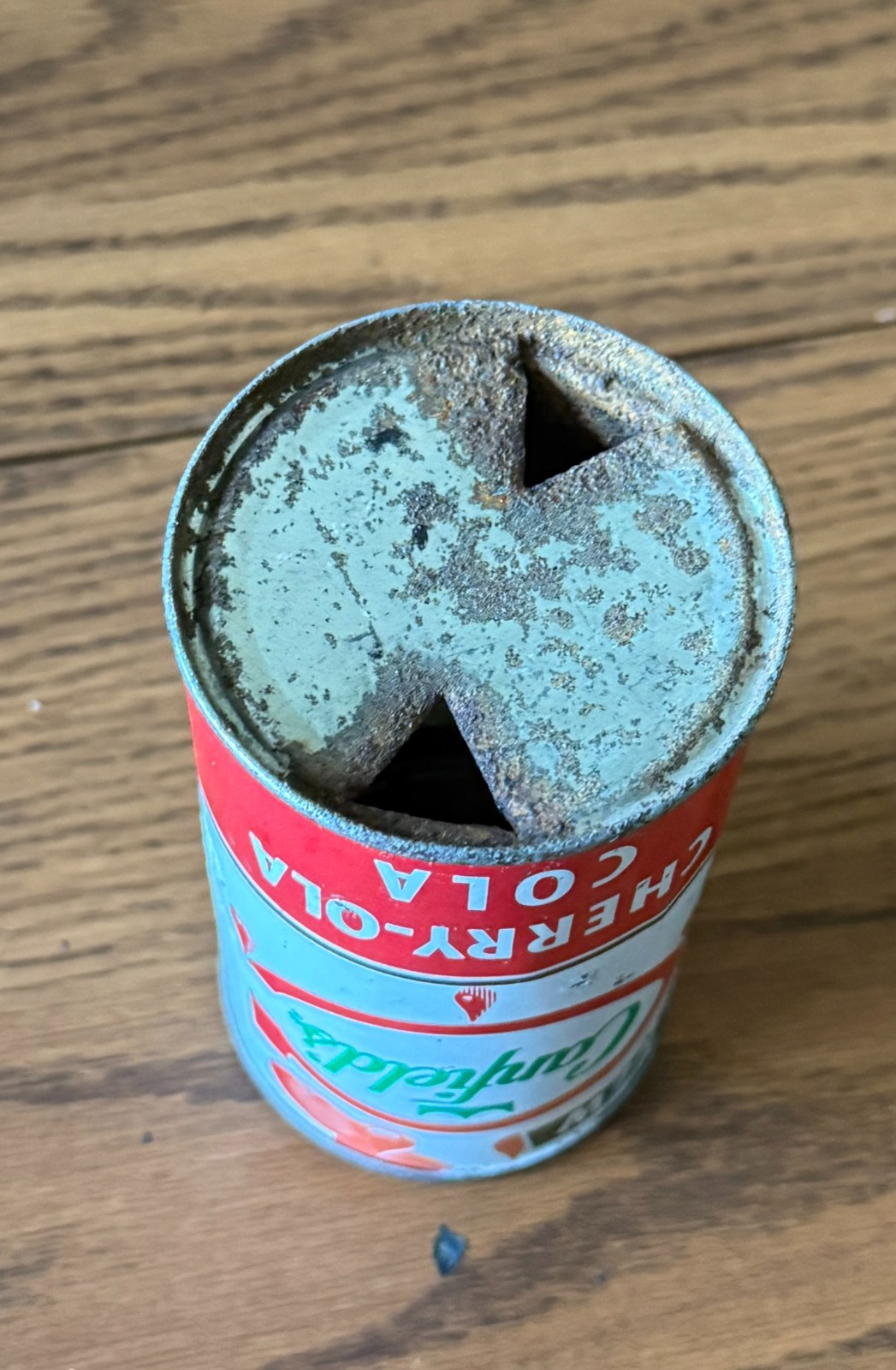 *Graphic* Canfield's Cherry-Ola Flat Top Soda Can--Pre-Zip Code
