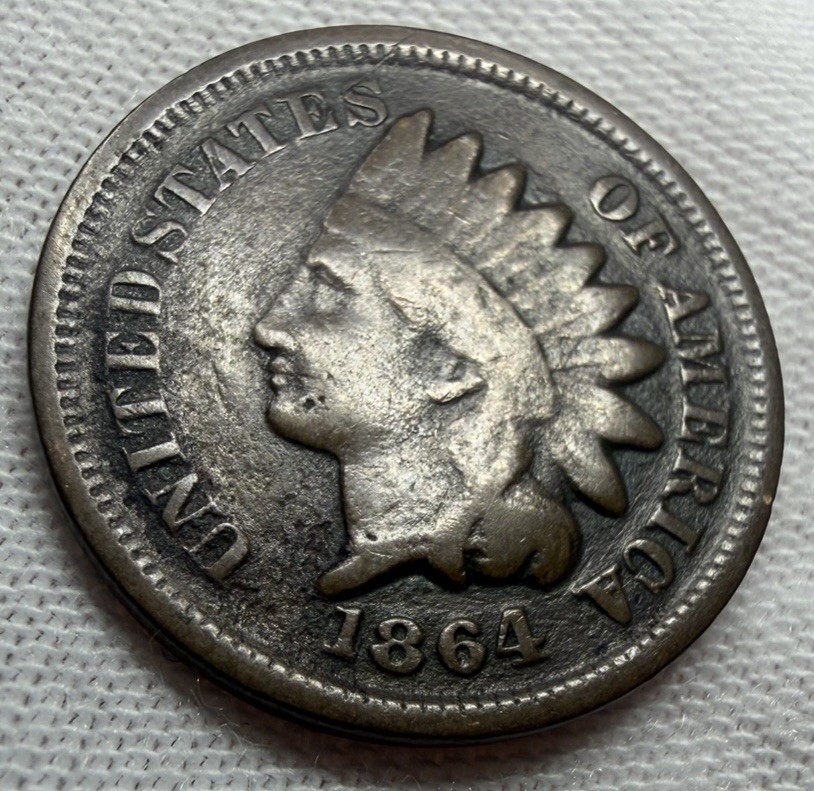1864 Indian Head Cent (VG-Details) First Copper-Bronze Date
