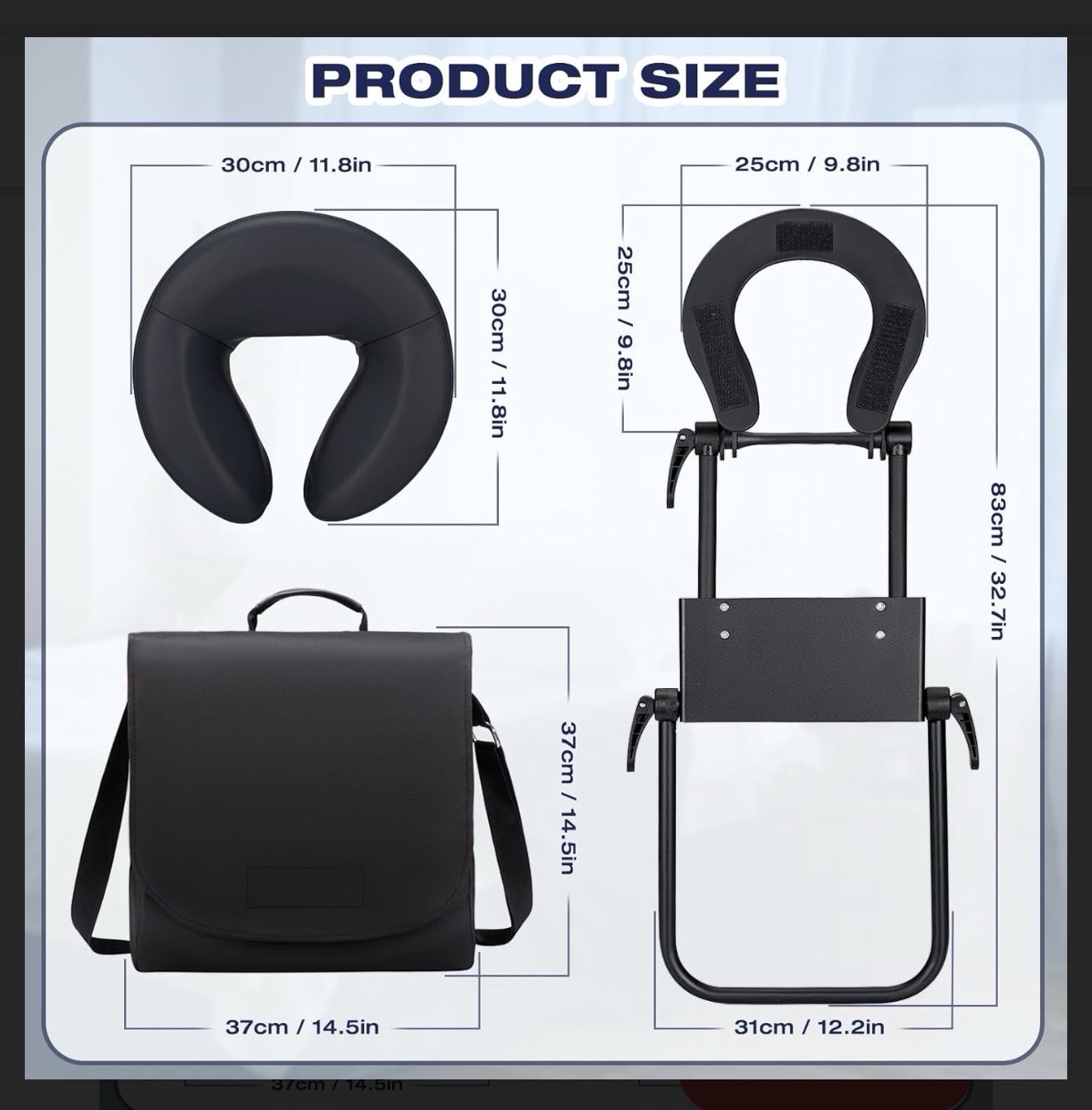 Adjustable Portable Black Massage Table Face Cradle Headrest, Foldable
