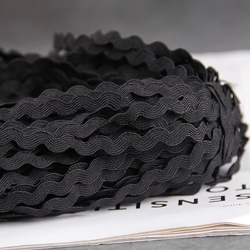 5m Black Wave Bending Fringe Trim Woven Braided Webbing Edge for Ribbon Quality