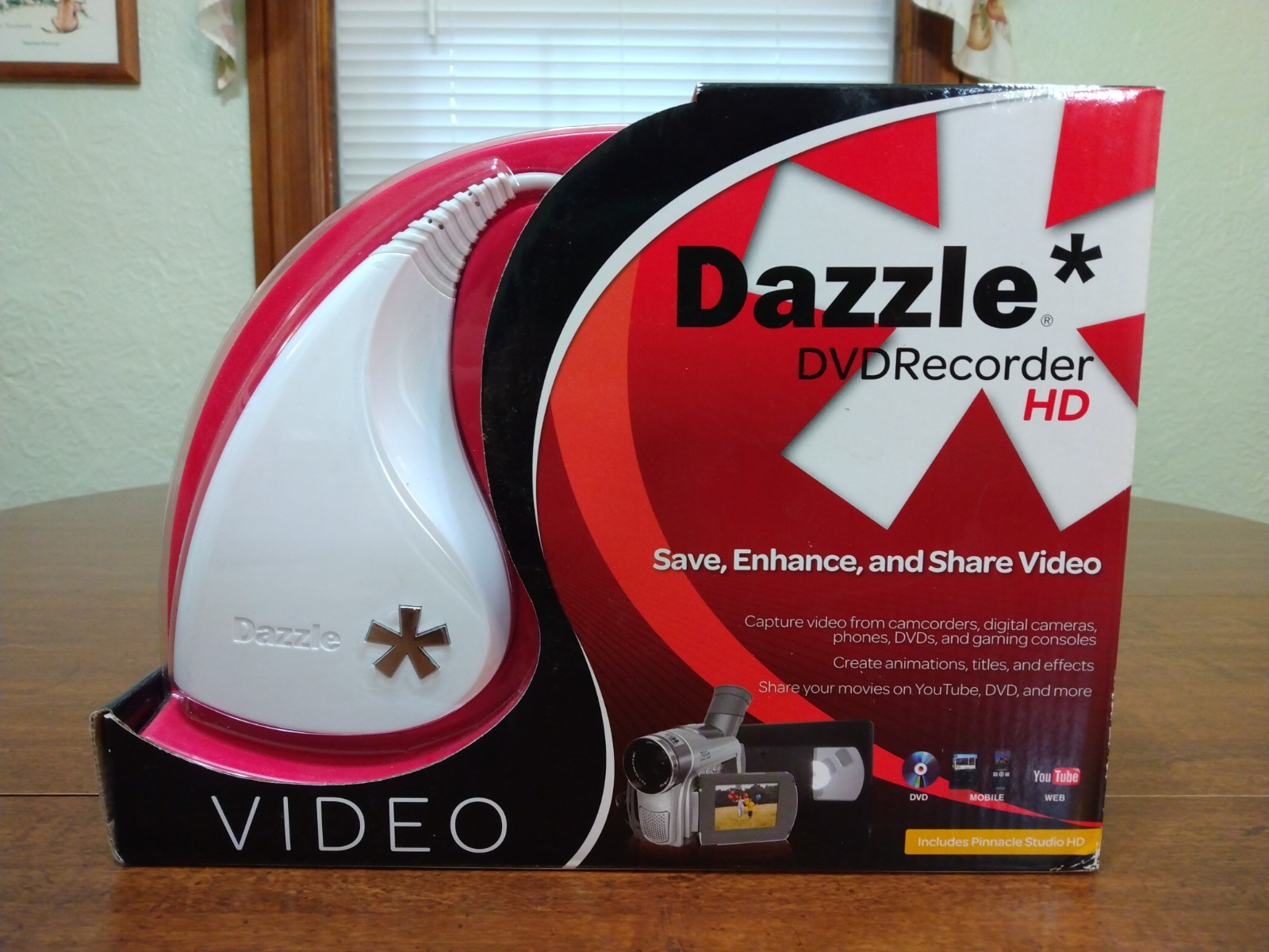 Dazzle DVD Recorder HD Video Capture Device + Pinnacle Video Editing Software