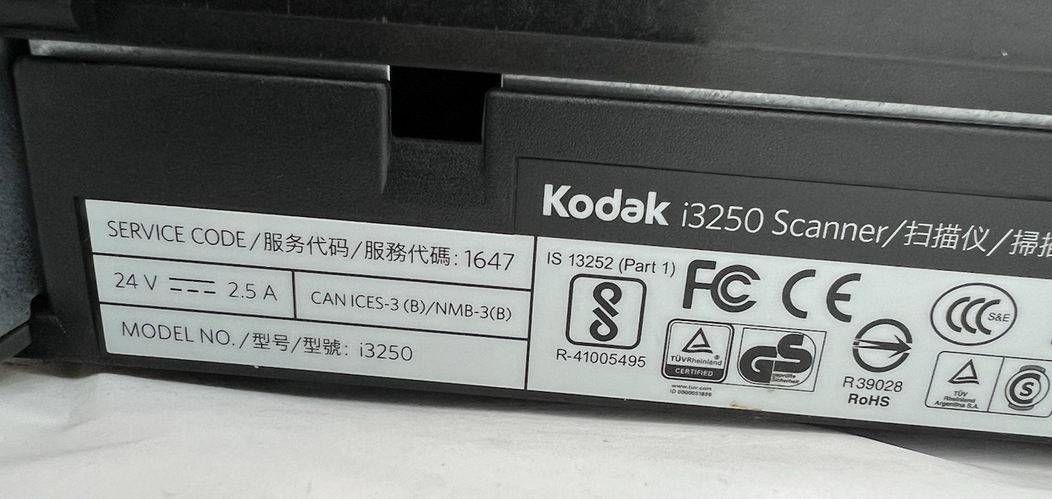 Kodak I3250 USB 600DPI Color 50PPM A4 Duplex Document Scanner
