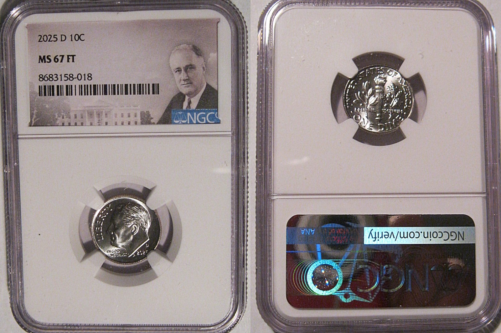 2025 D  Roosevelt Dime 10c NGC MS 67 FT Full Torch