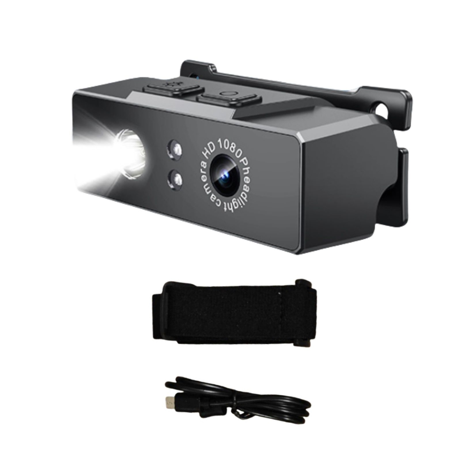 2 in 1 Head-mounted Action Camera 1080P HD Camcorder Camera Night Vision w/Light
