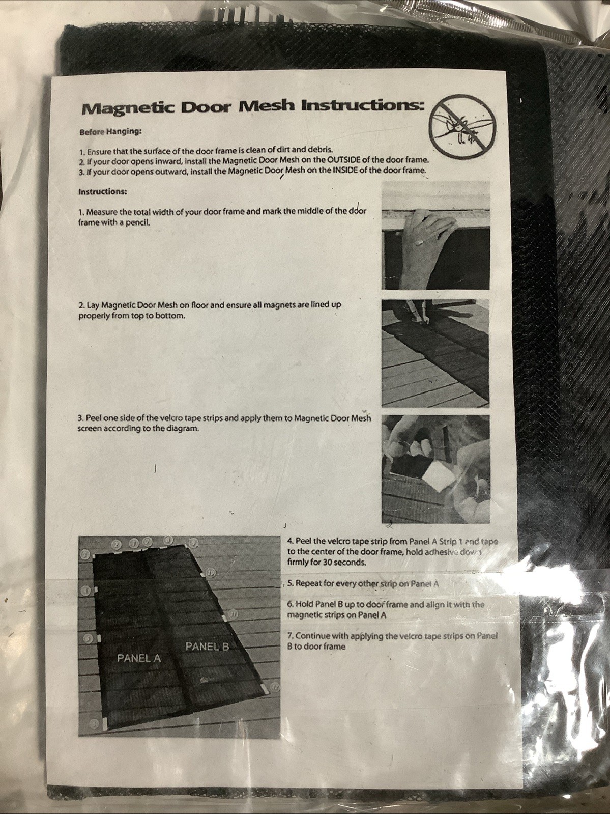 Magnetic Screen Door - Fit Door Size 32 X 80 Inch, Black Mesh Curtain NOS