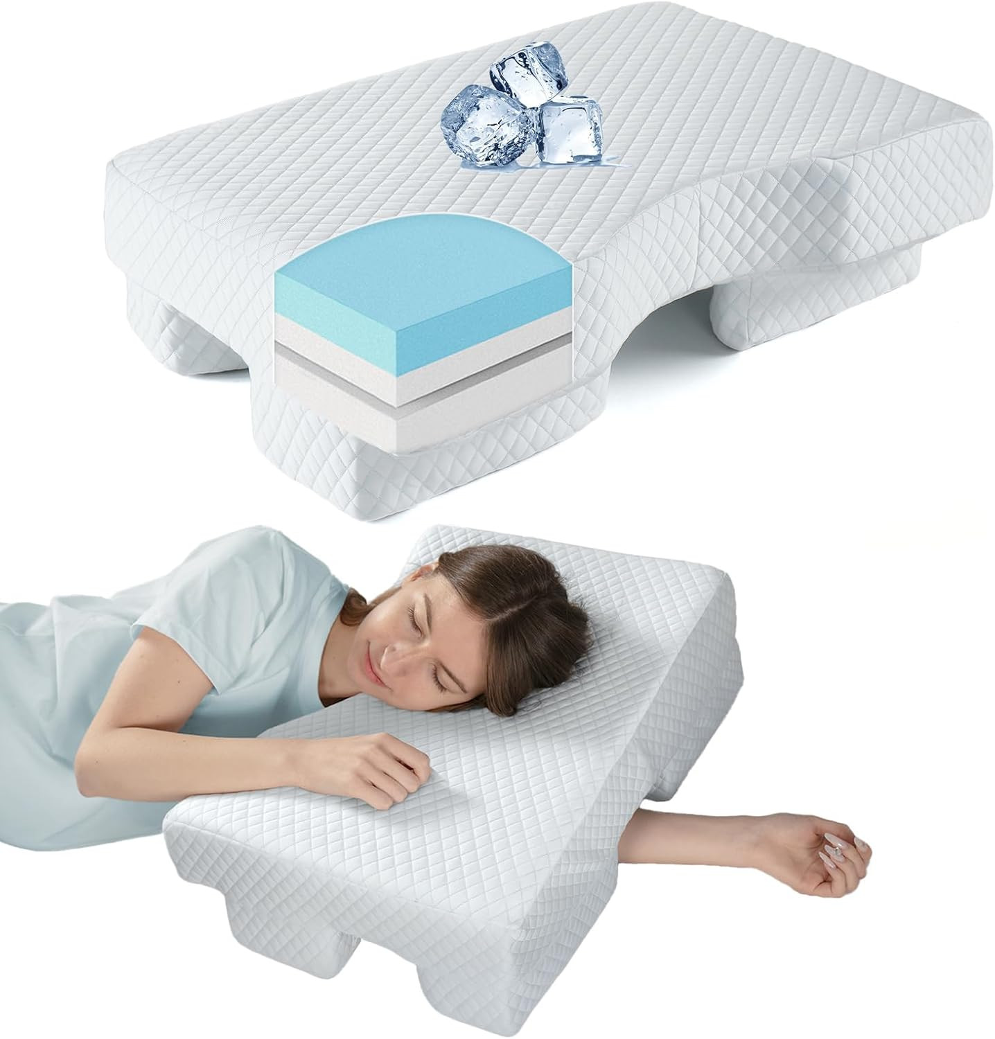 Side Sleeper Pillow with Arm Hole - Adjustable Shoulder Pillow for Side Sleepers