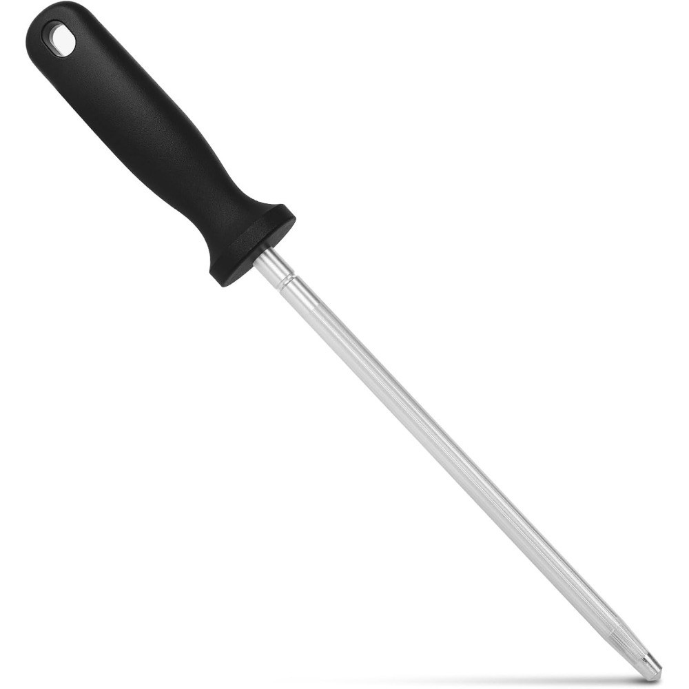 Knife Sharpening Steel Rod 12 Inches High Carbon Steel Honing Rod with 9 Inches