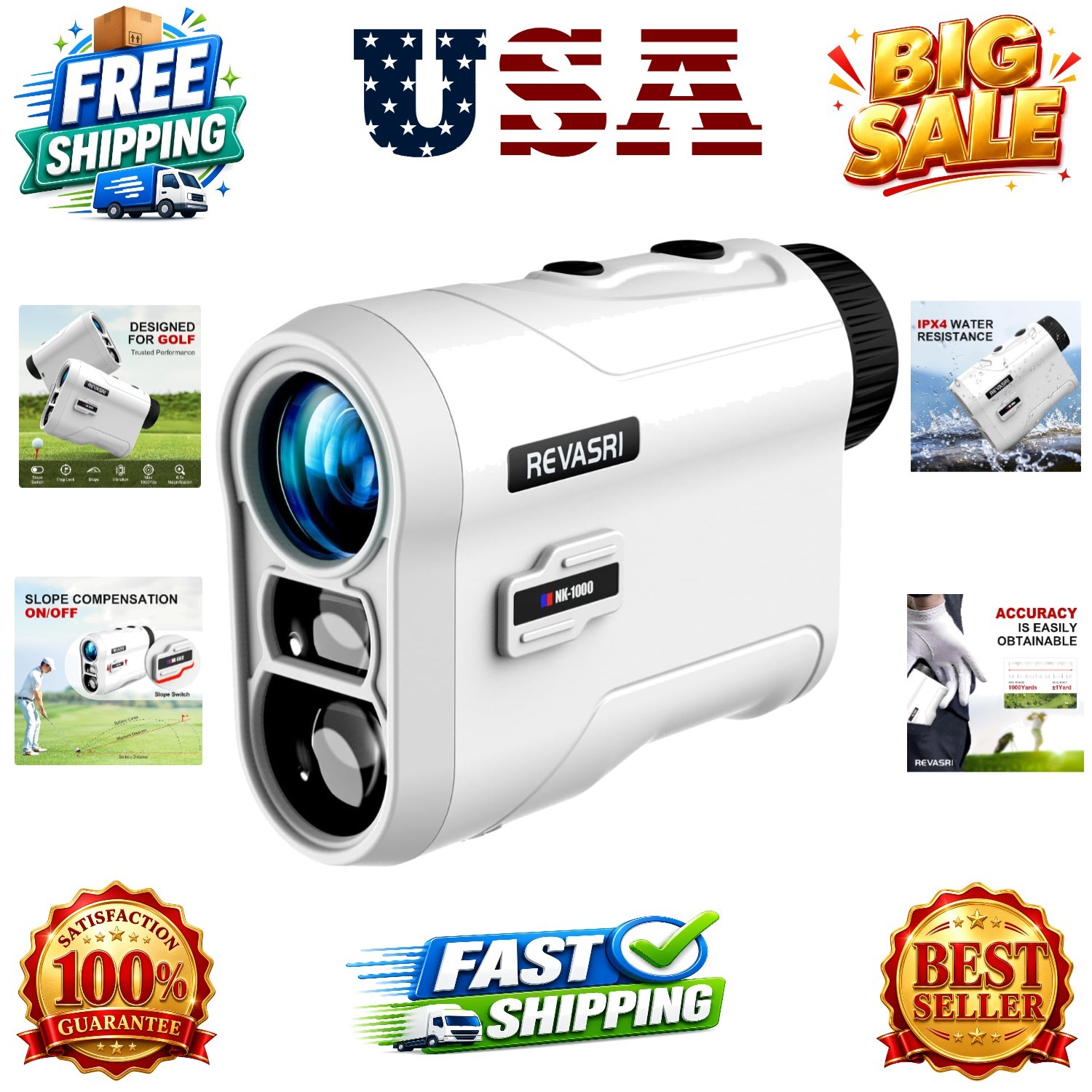 Golf Rangefinder with Slope and Pin Lock Vibration, External Slope Switch for...