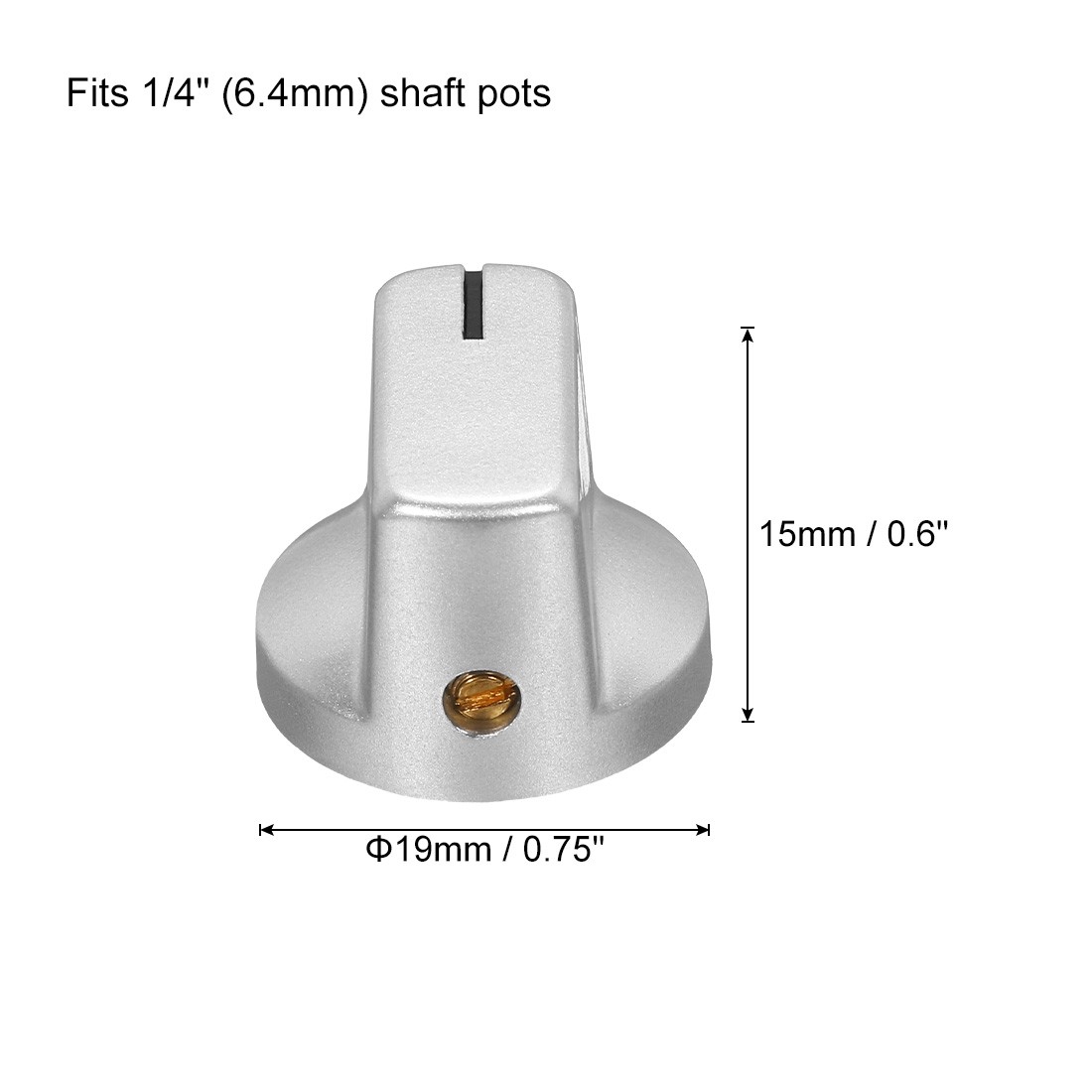 2Pcs 6.4mm Shaft Hole Pedal Knobs Pointer Control Knobs with Set Screw Silver