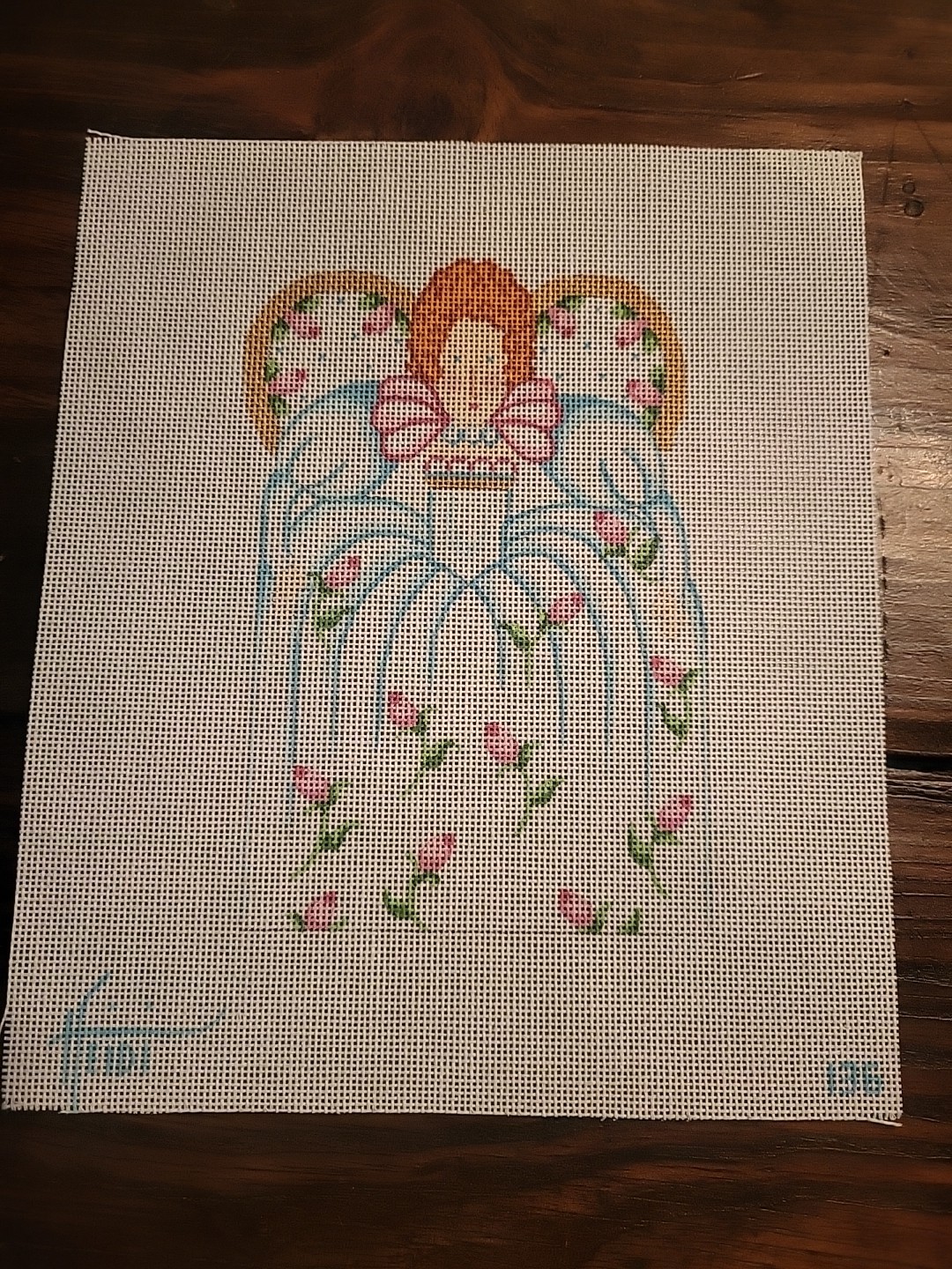 Rosebud Angel Needlepoint Canvas By Heidi Stanley Designs