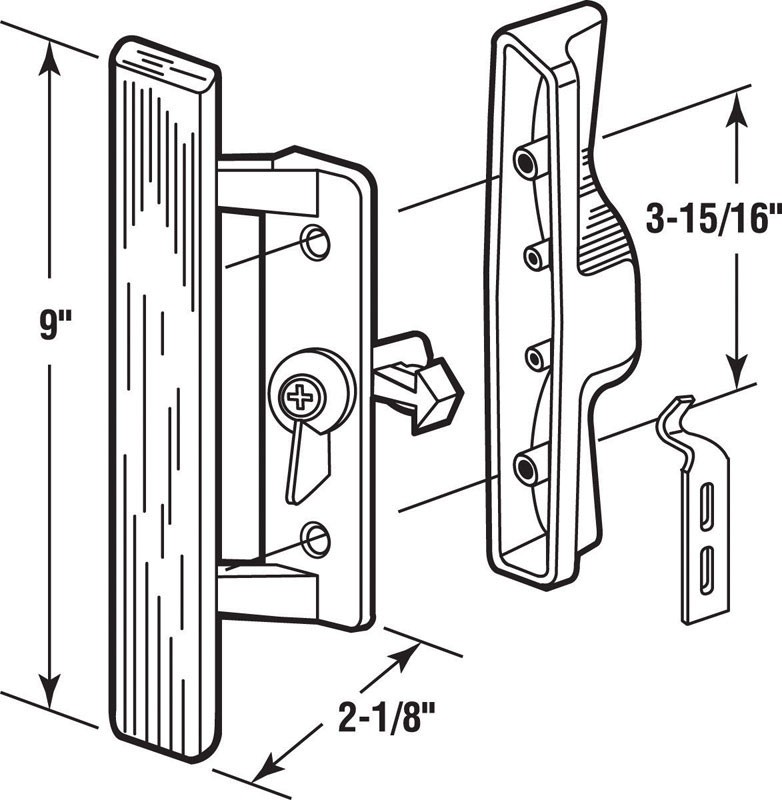 Prime-Line 141843 Painted Aluminum Indoor/Outdoor Patio Door Handle Set 5 W in.