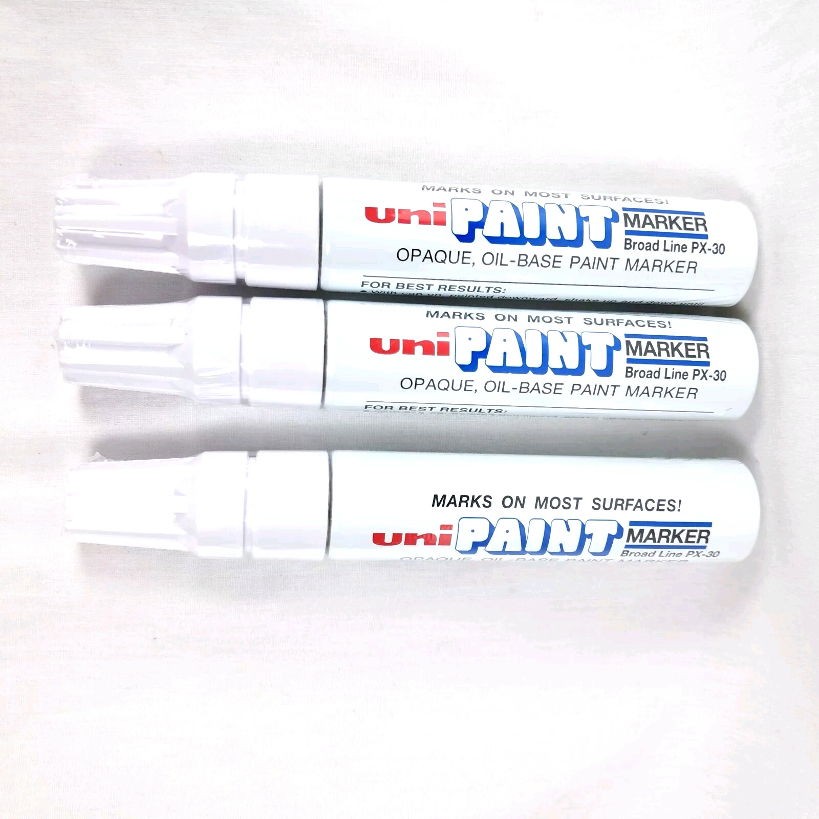 Uni-Paint 63743 PX-30 Oil-Based Marker, Broad Line, White, 3-Pack