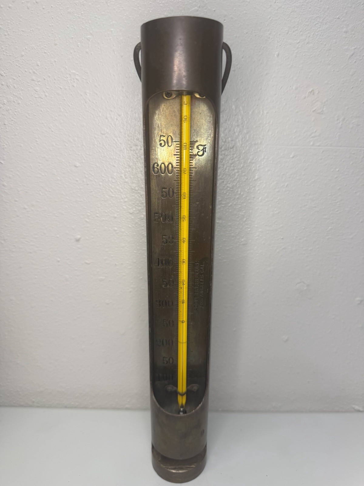 Adolf Frese Corp. Analog Metal 12” Thermometer Gauge, Yellow Scale, Max 650F