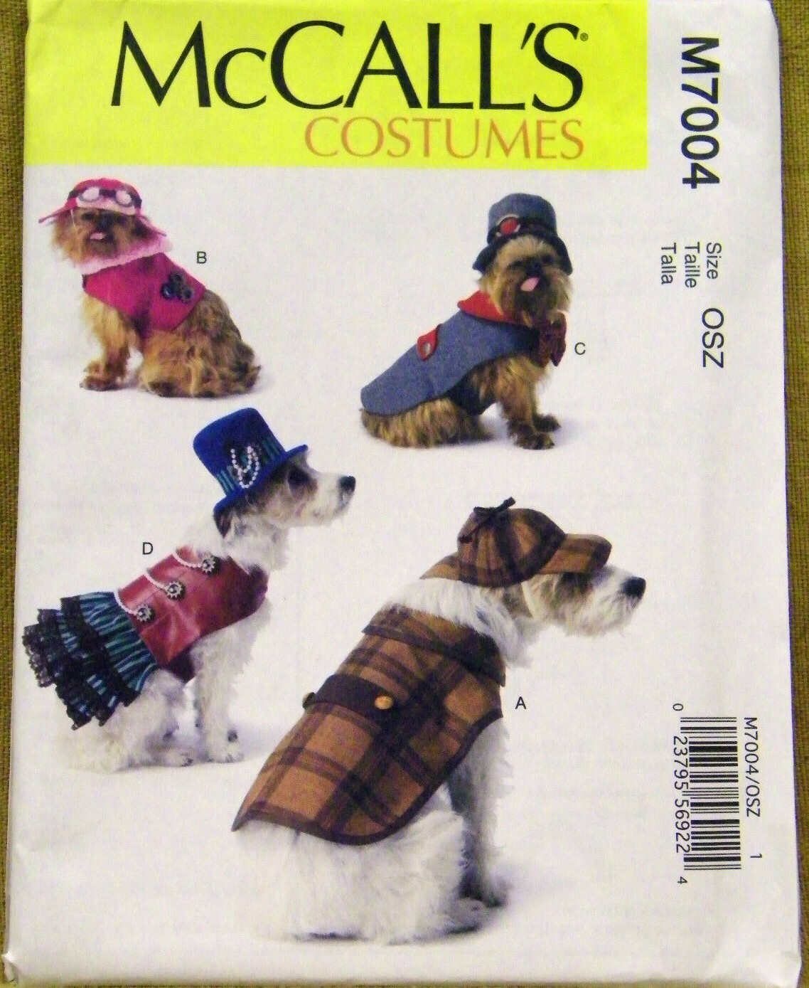 MCCALLS PATTERN 7004 DOG COSTUMES SIZES SMALL MEDIUM LARGE XLARGE  NEW  UNCUT