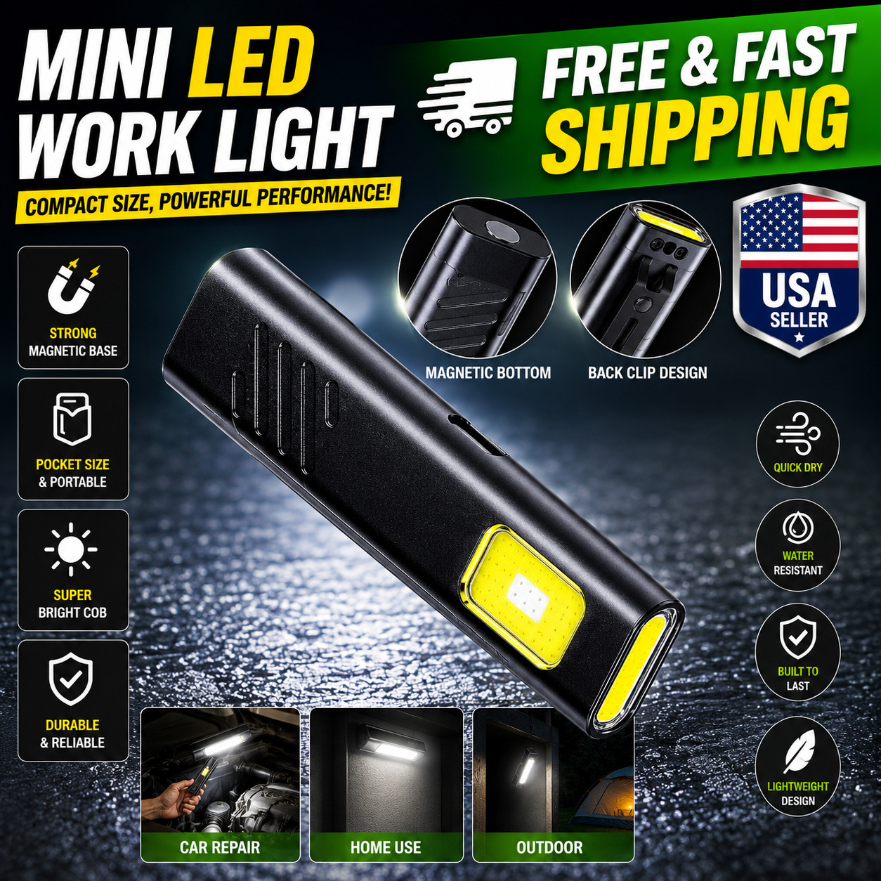 Warsun USB C Rechargeable LED Keychain Flashlight  600 Lm Mini Torch USA