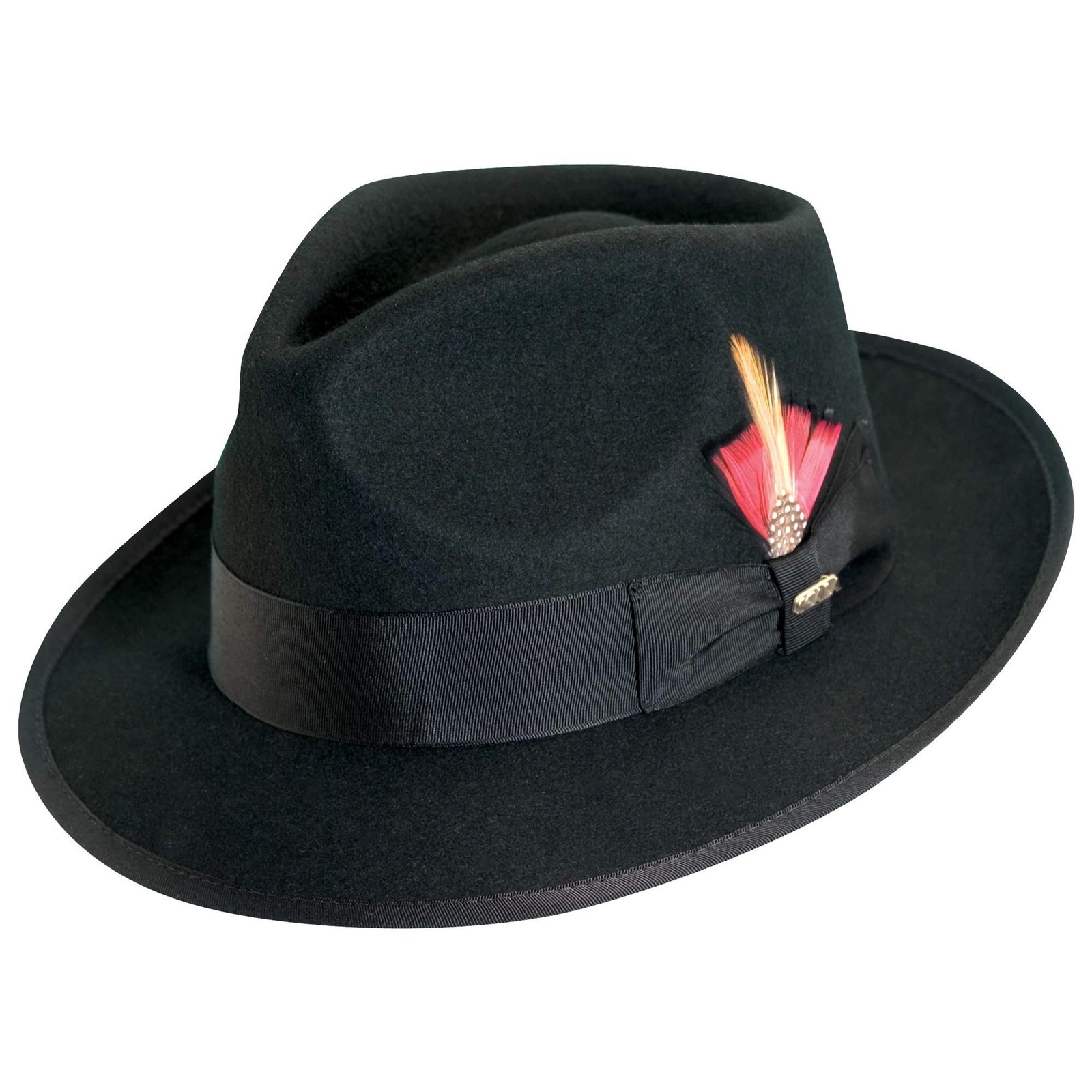 Scala Classico Men's Wool Felt Snap Brim Fedora Large Black