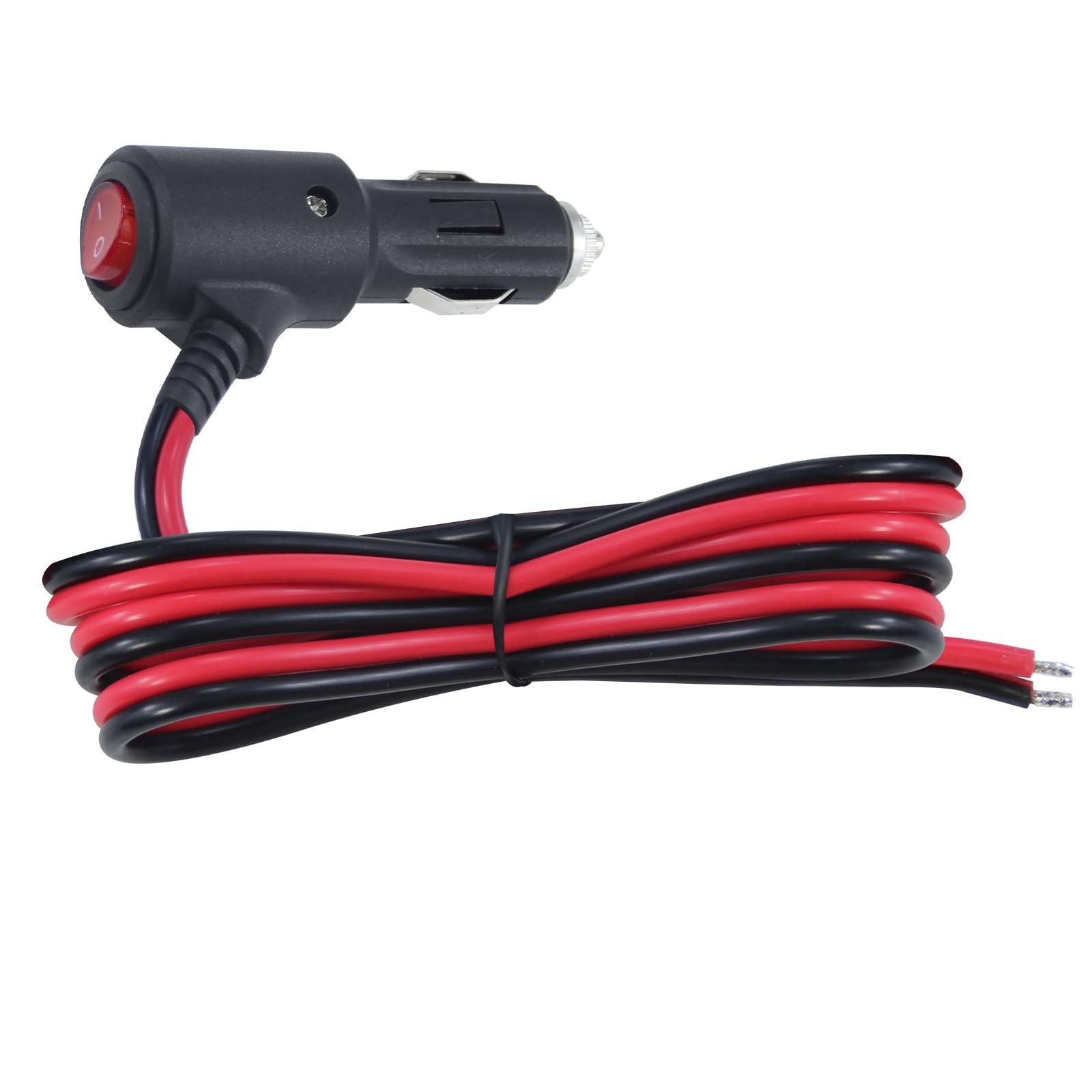 12Volt Replacement Cigarette Lighter Male Plug with On Off 3FT, red and black