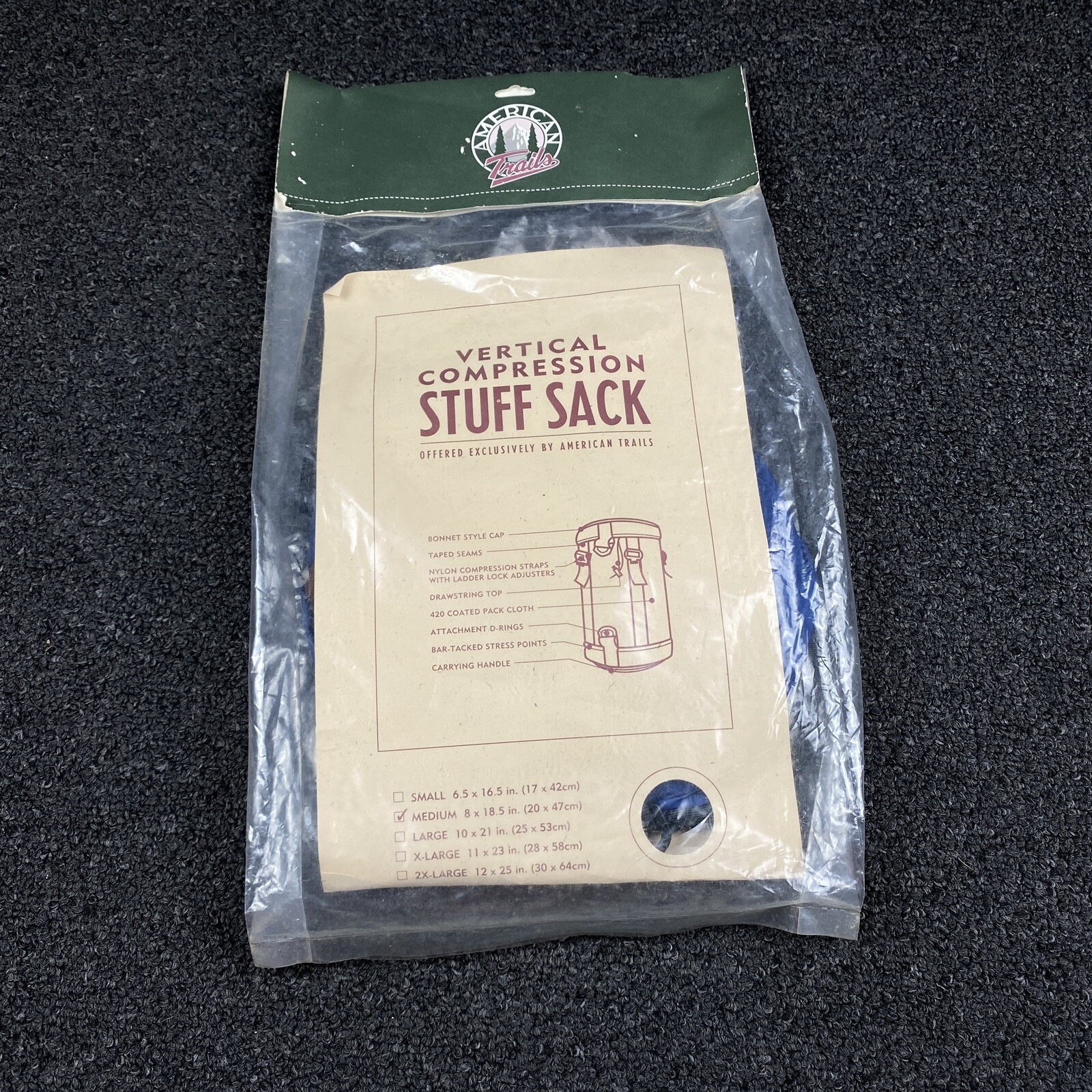 Vintage American Trails Vertical Compression Stuff Sack Medium 8” x 18.5”