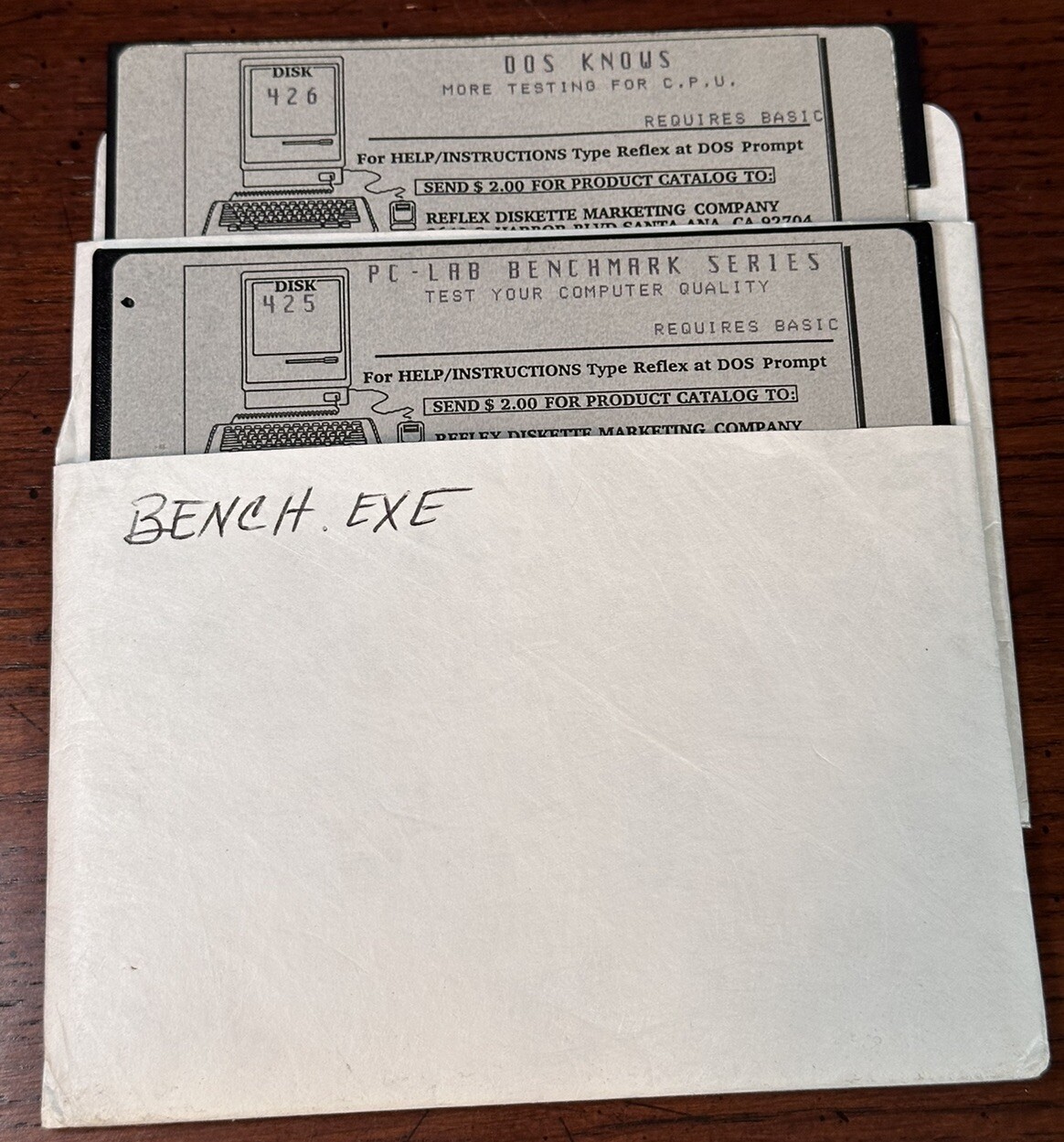 Reflex Diskette Marketing Company CPU Testing Software 2-Disk 5.25” Floppy Basic